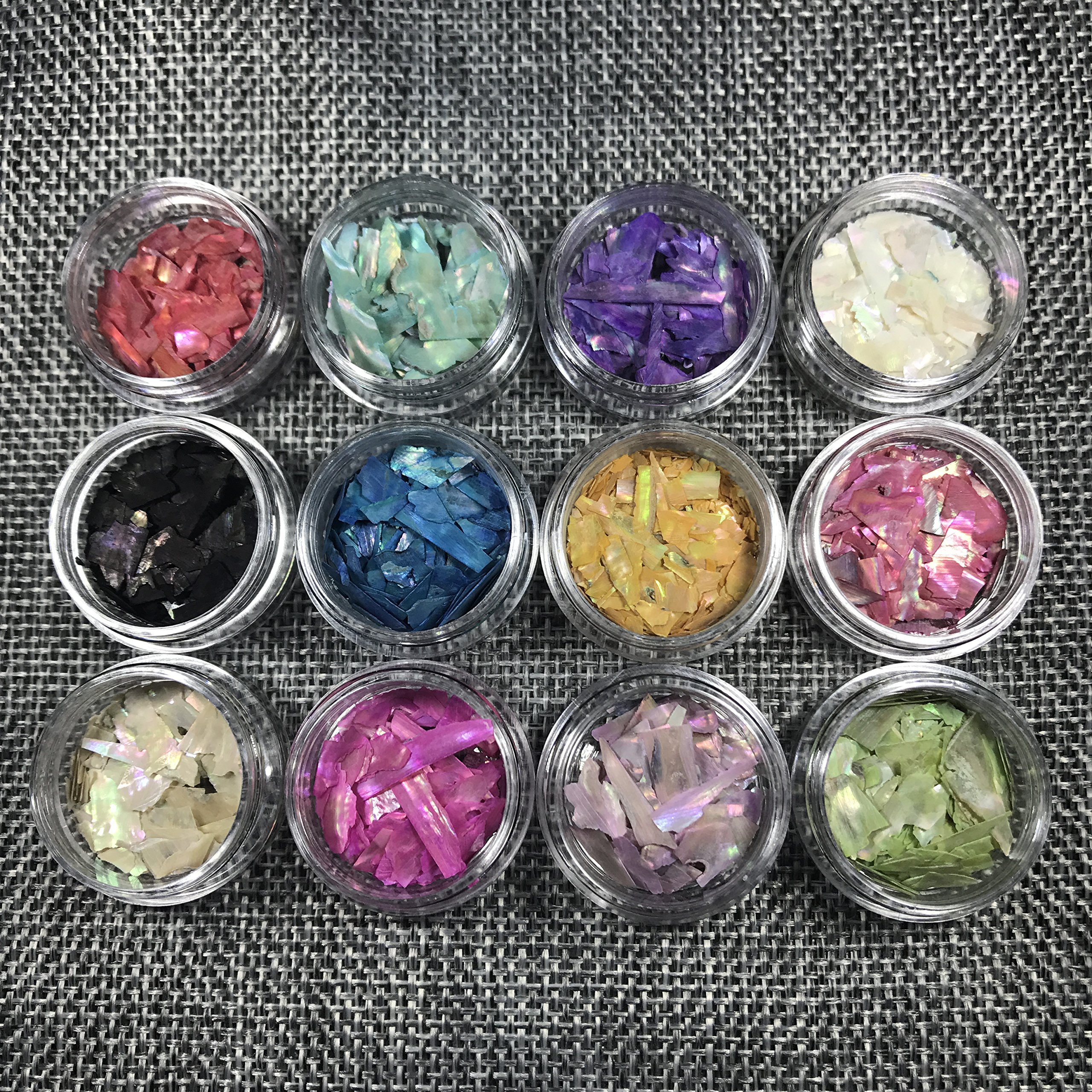 12 Colors Joligel Fine Nacre Shell Powder for Nail Art - Natural Pearl Shell Flakes for Gel & Acrylic Nails Decoration - Perfect for DIY Manicure, Salon Nail Design and Special Occasion Nail Art