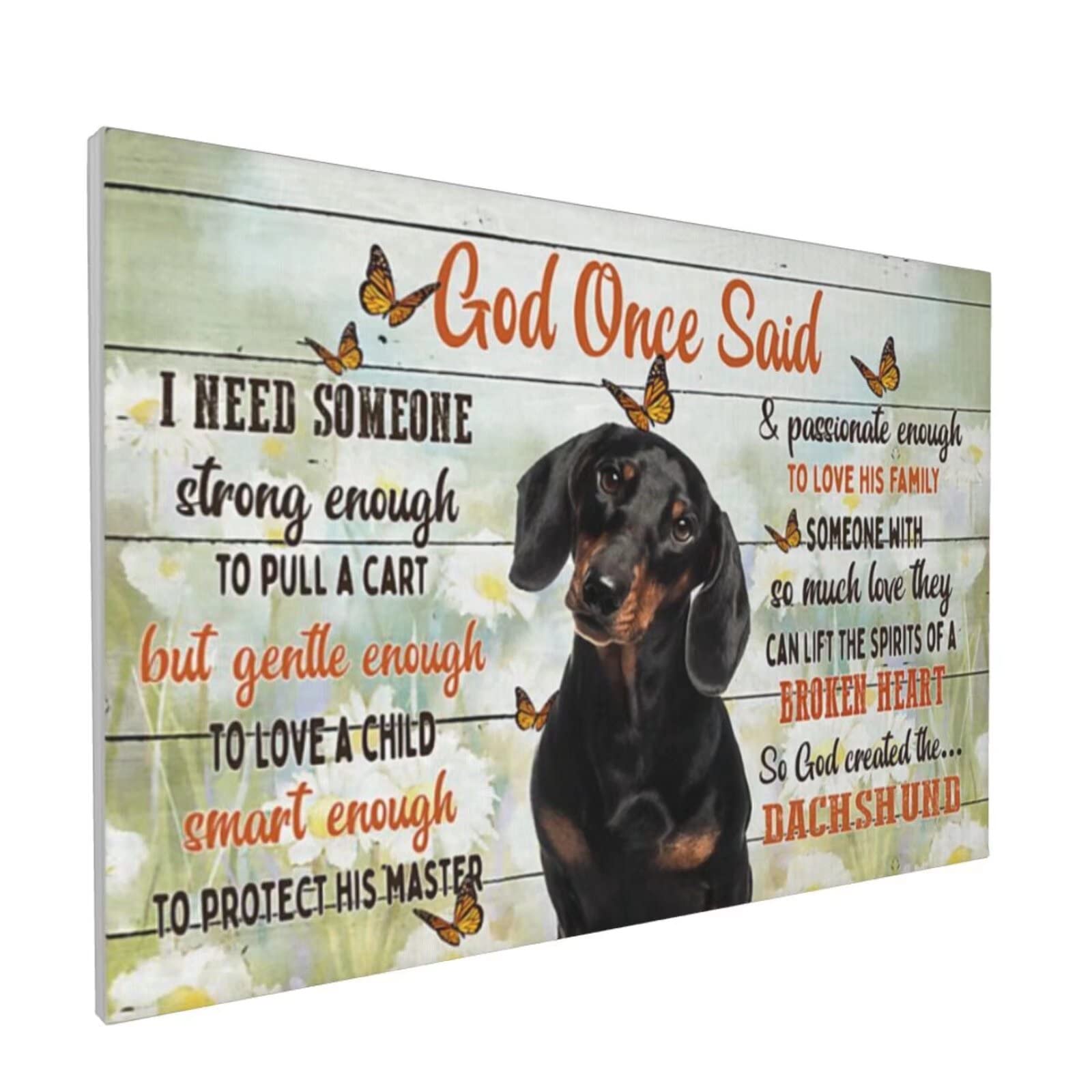 Vintage Dachshund Inspirational Quotes Canvas Print - Butterfly & Floral Wall Art for Home Decor, 16x24 Inch - Perfect for Living Room, Bedroom & Office