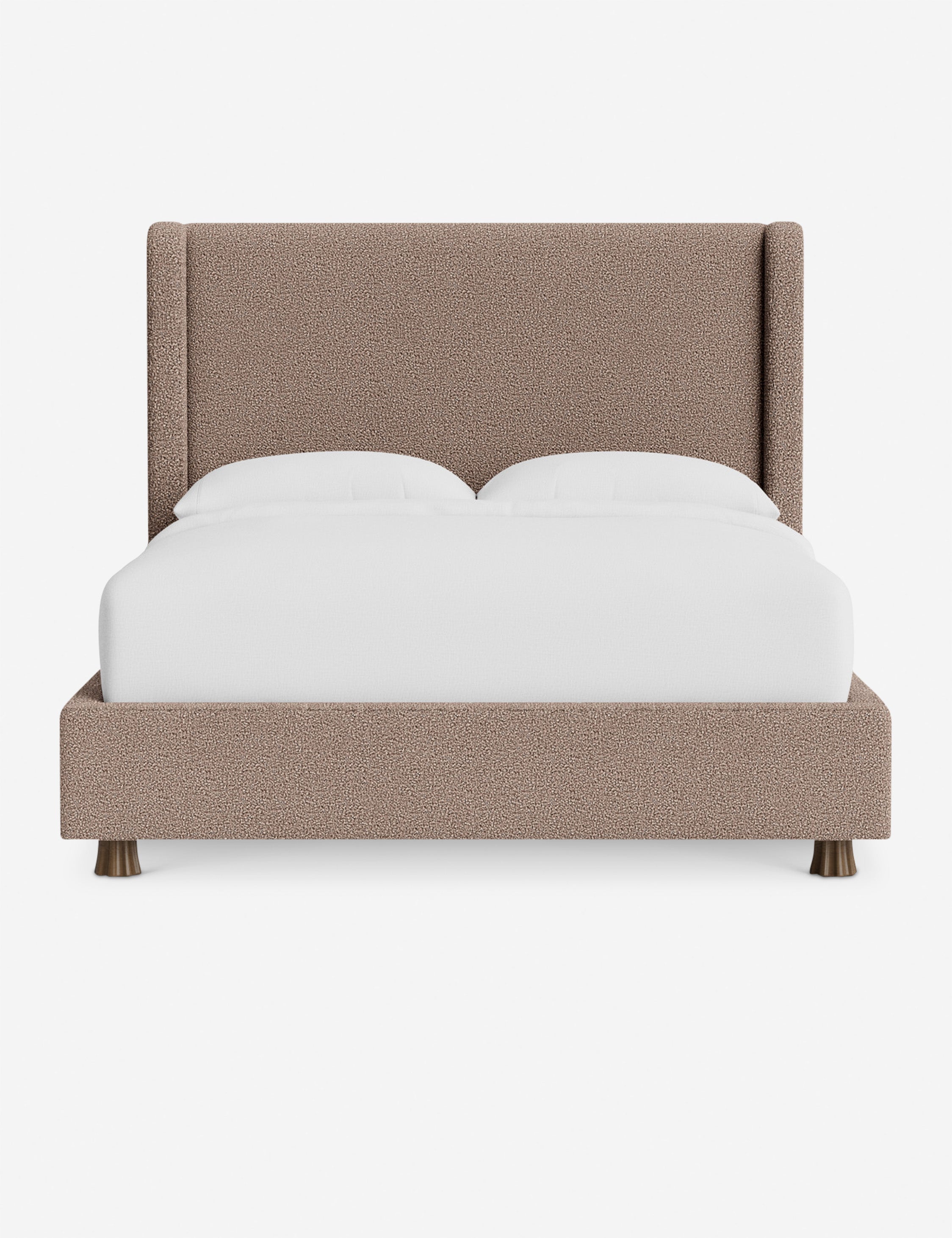 DOMINIQUE Platform Bed Frame by DISC Interiors - Modern Minimalist Wooden Bed with Upholstered Headboard | Perfect for Master Bedroom, Guest Room & Loft Apartments