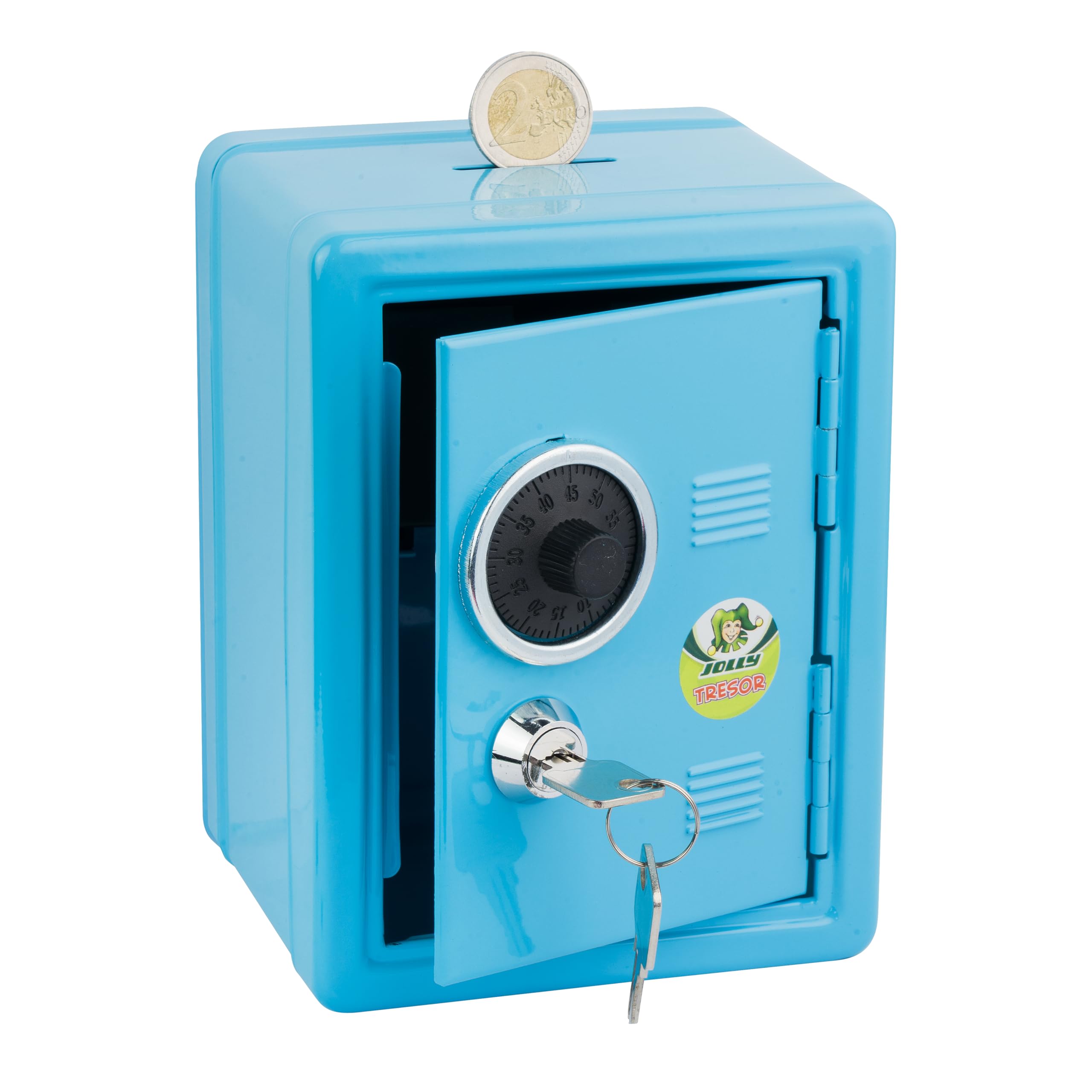 9920 0002 Safe Money Box - Blue | Secure Cash Storage for Home & Office | Piggy Bank Alternative for Kids & Adults