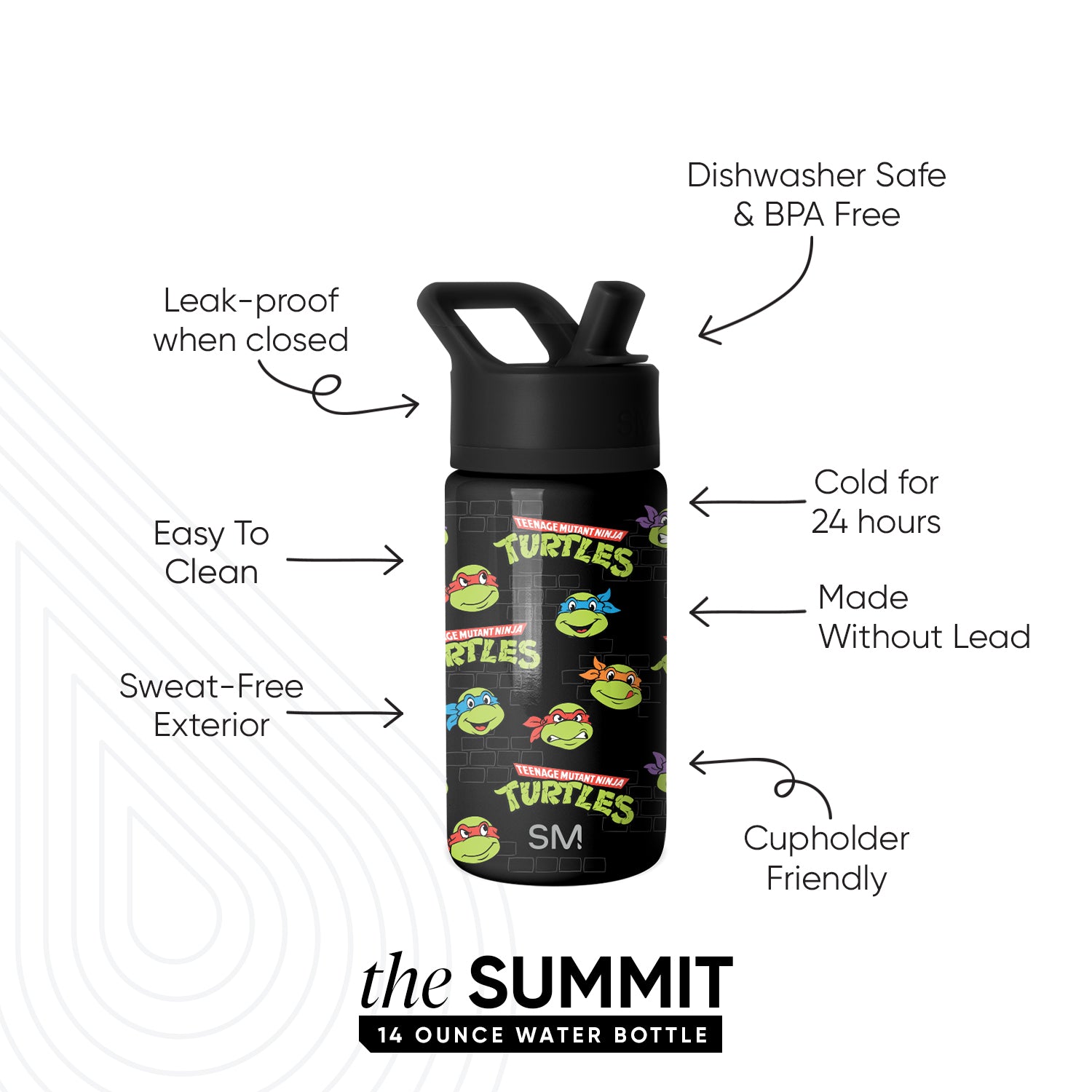 Summit Kids Water Bottle with Straw Lid - Leak Proof, BPA Free, Insulated Stainless Steel Bottle for School, Sports & Outdoor Activities