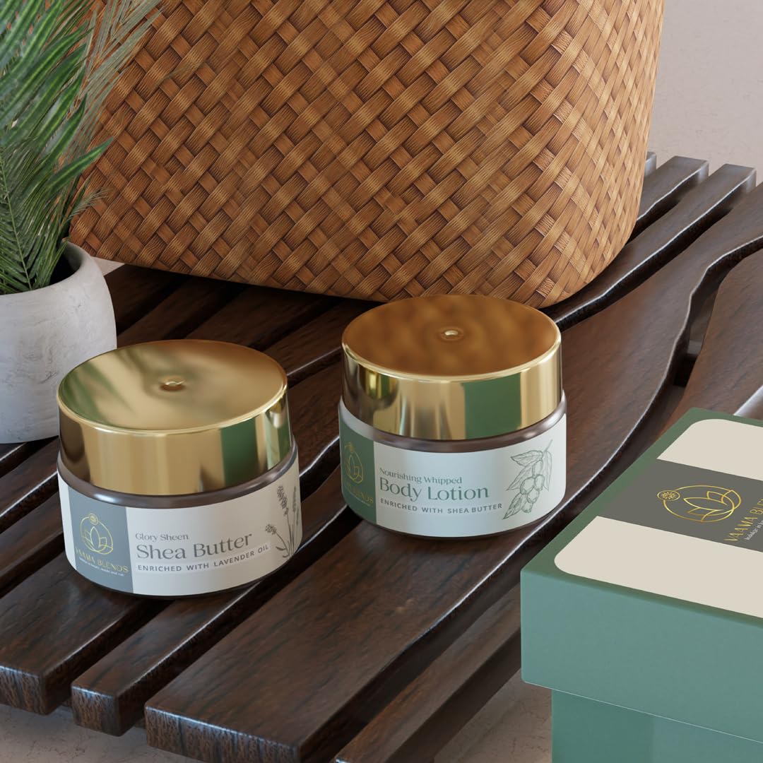 Vaama Blends Shea Body Butter & Body Polishing Kit - Deep Nourishing Moisturizer for Dry Skin, Hydrating Skin Care Combo (Pack of 2) | Perfect for Daily Hydration, Spa Day & Winter Skin Care Routine