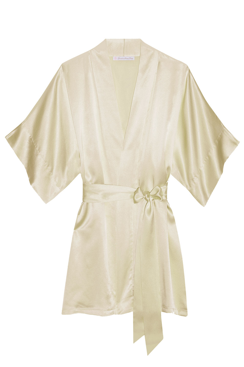 Samantha Silk Bridal Robe & Bridesmaid Kimono - Dark Ivory & Champagne - Perfect for Wedding Getting Ready, Bachelorette Party & Spa Day