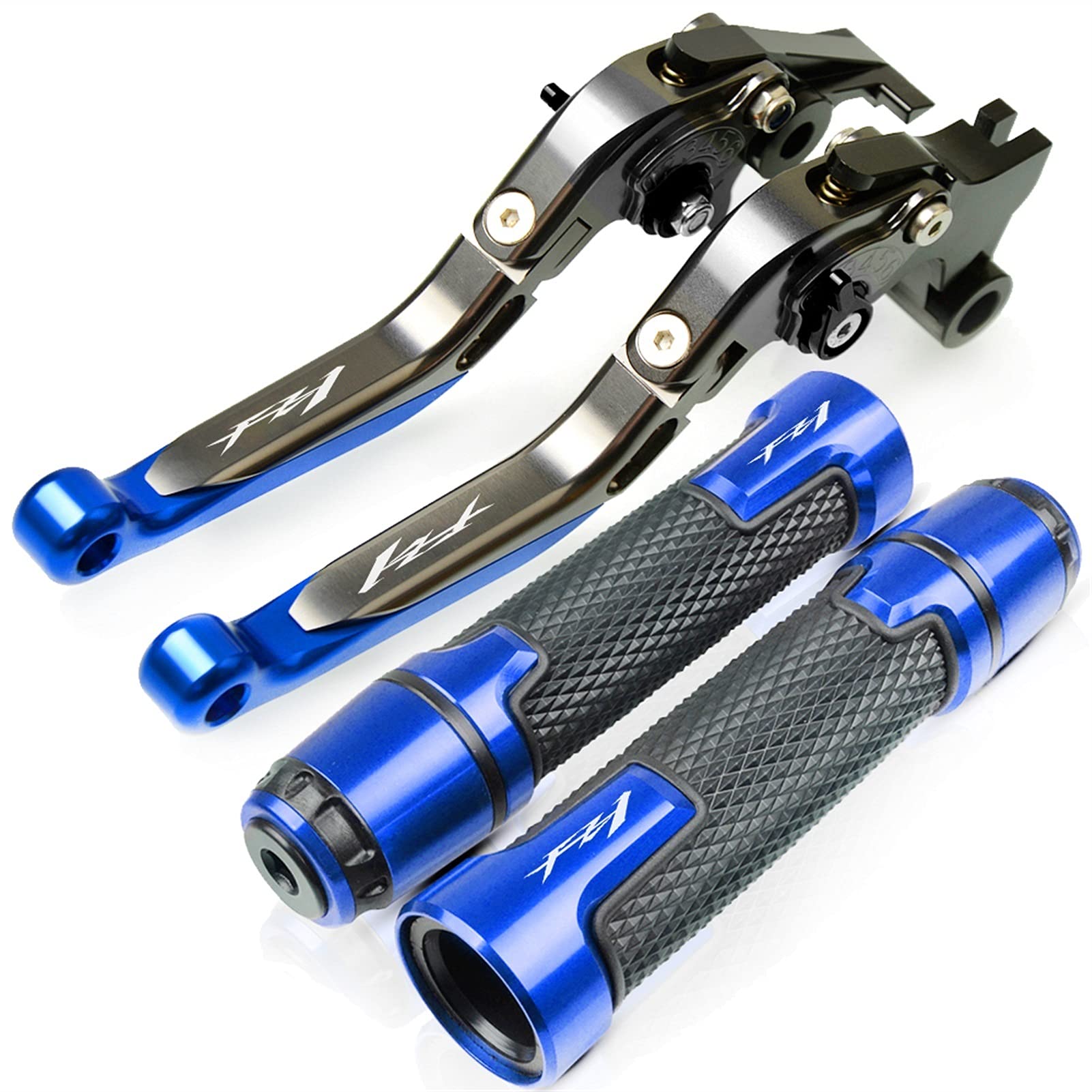 YCHUAN Motorcycle Handlebar Grips & Levers for Yamaha FZ1 FAZER 2006-2015 - Black Brake Clutch Levers - Comfortable Non-Slip Hand Grips - Perfect for Cruising, Commuting & Long Rides