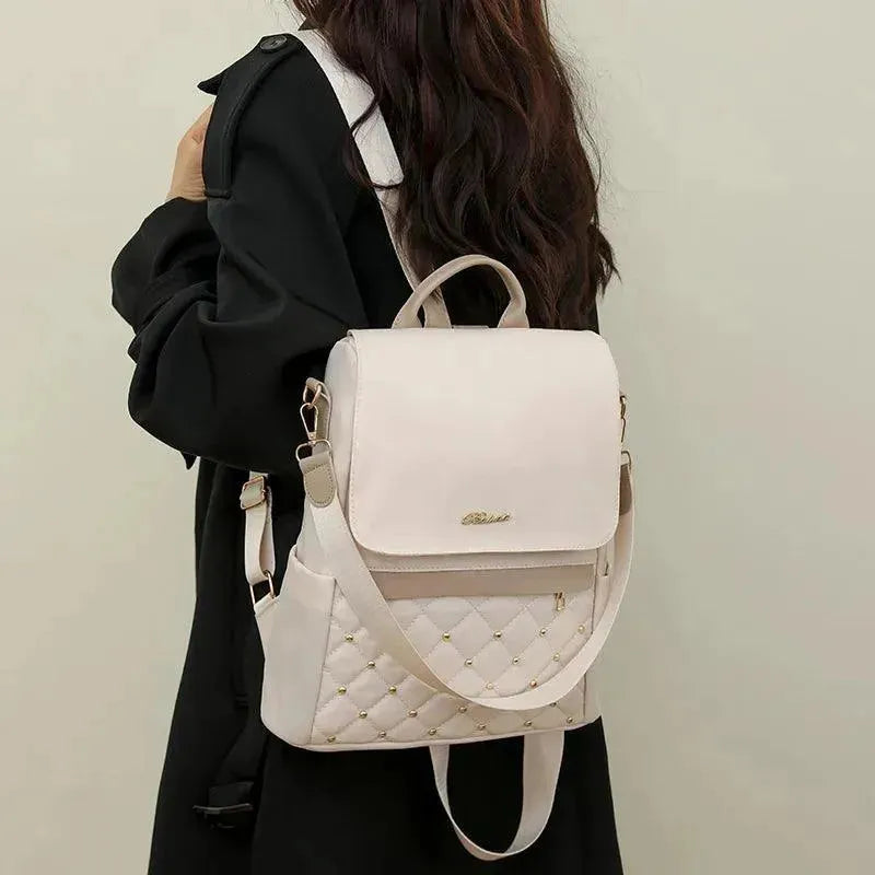Vintage Soft Leather Women's Shoulder Backpack - Stylish & Durable Handbag for Work, Travel & Daily Use