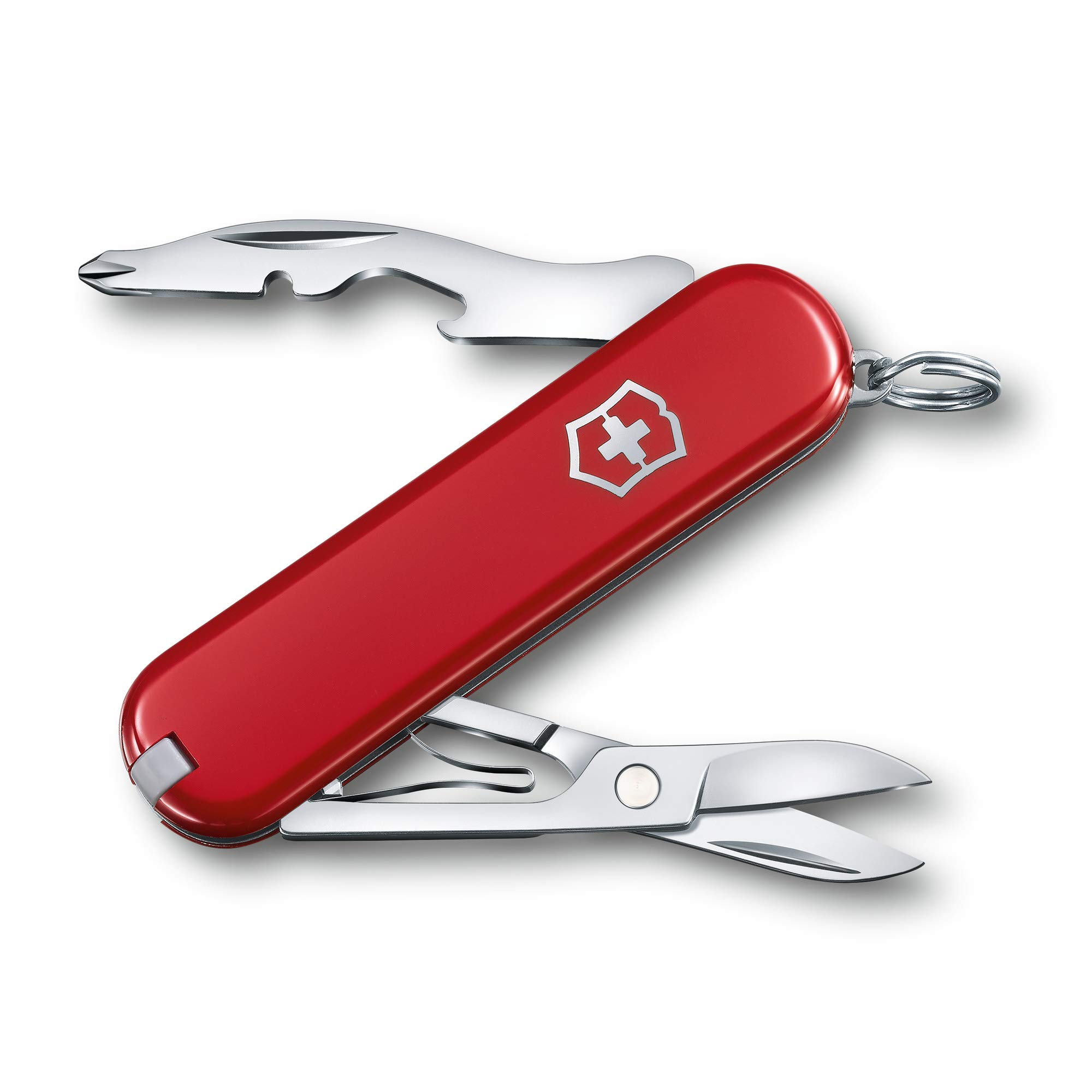 Victorinox Jetsetter 7-in-1 Swiss Army Knife | Compact Multitool with Scissors, Magnetic Phillips Screwdriver & Key Ring | Swiss Made Red Pocket Knife | Perfect for Travel, Camping & Everyday Carry (EDC)