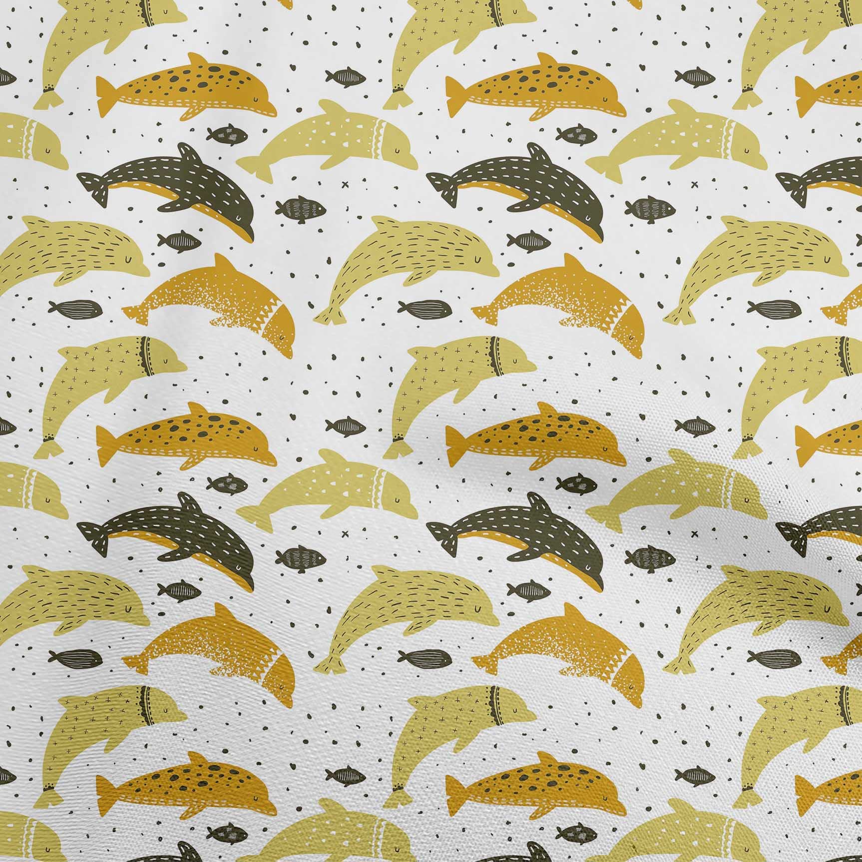 oneOone Rayon Lime Green Dolphin Print Fabric - 56 Inch Wide for DIY Clothing, Beachwear & Sewing Projects - Perfect for Dresses, Skirts, and Home Decor