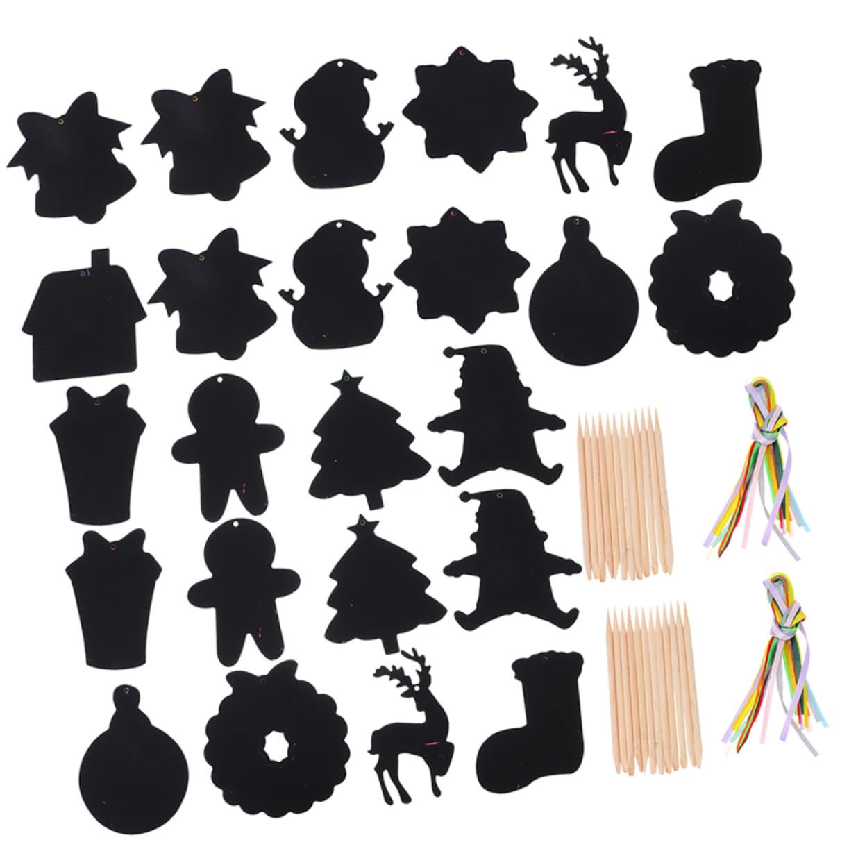 NOLITOY Christmas Scratch Off Cards Set - 24 DIY Holiday Craft Cards with Wooden Sticks for Kids, Students & Adults - Fun Xmas Party Supplies, Decorations & Gift Ideas for Family, Friends & Classroom Activities