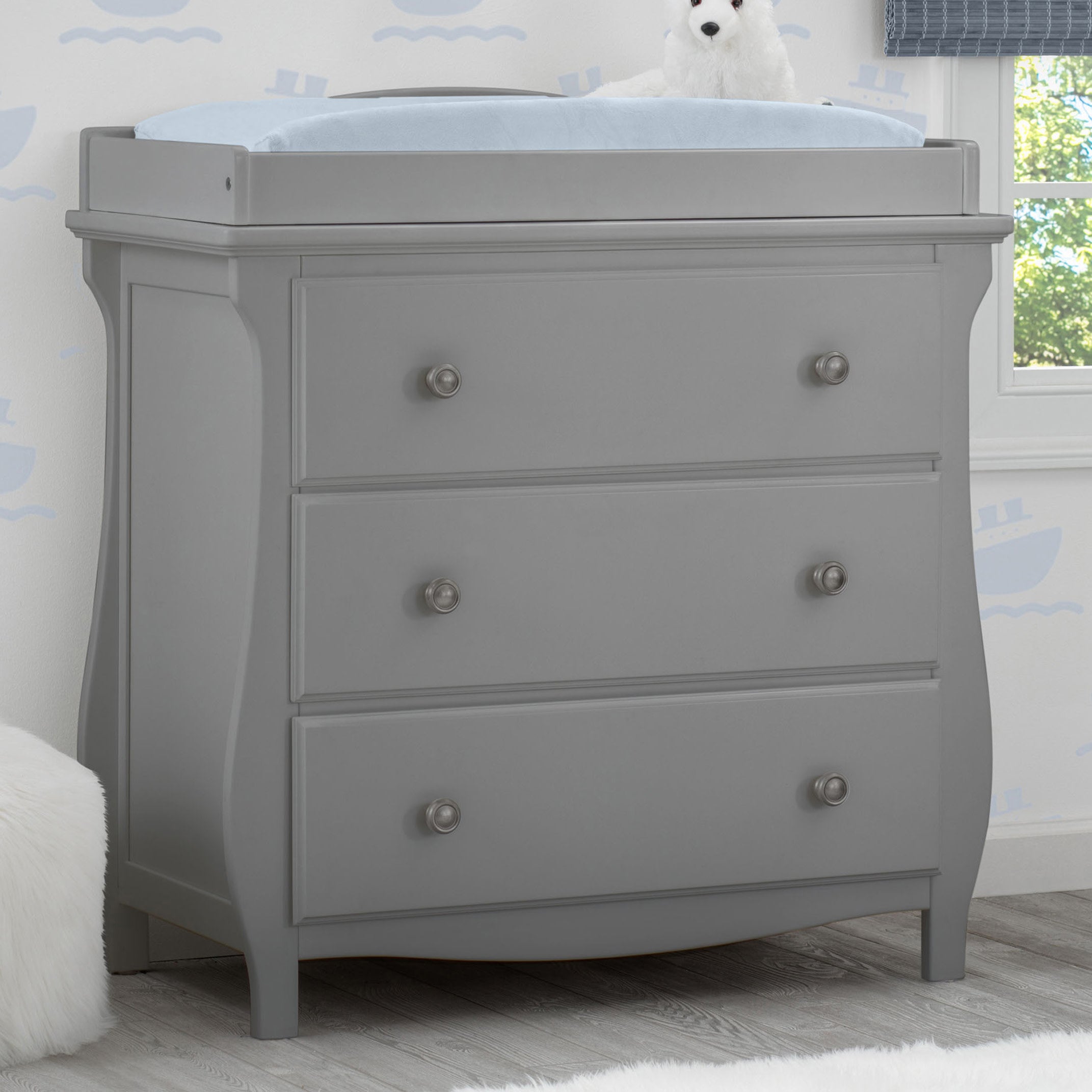 Lancaster 3 Drawer Dresser with Changing Table Top & Secure Interlocking Drawers - Perfect Nursery Storage Solution for Baby Clothes, Diapers & Essentials