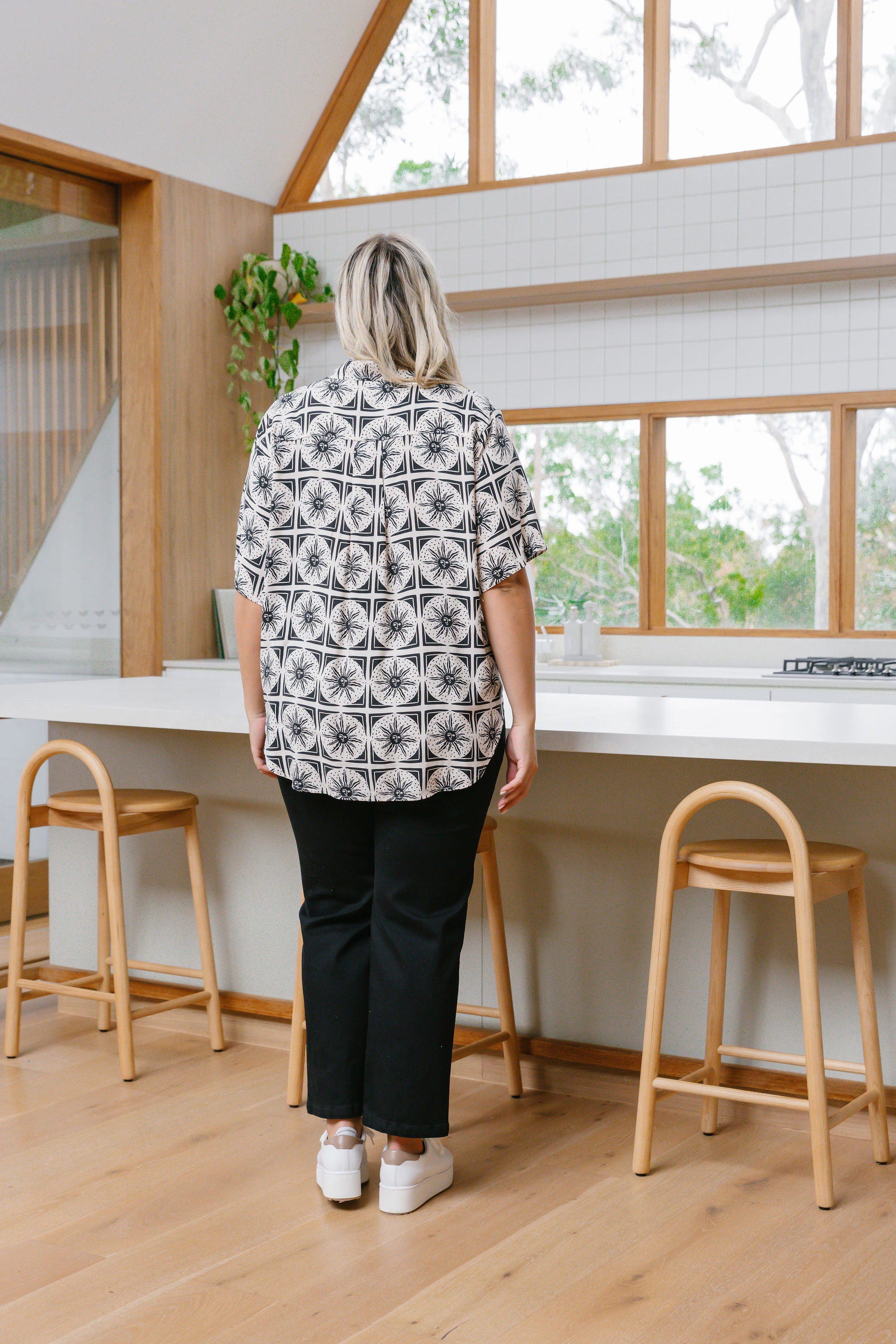 Samara Shirt in Chasing Sunlight Black | Women's Fashion Blouse | Perfect for Office Wear & Casual Outings
