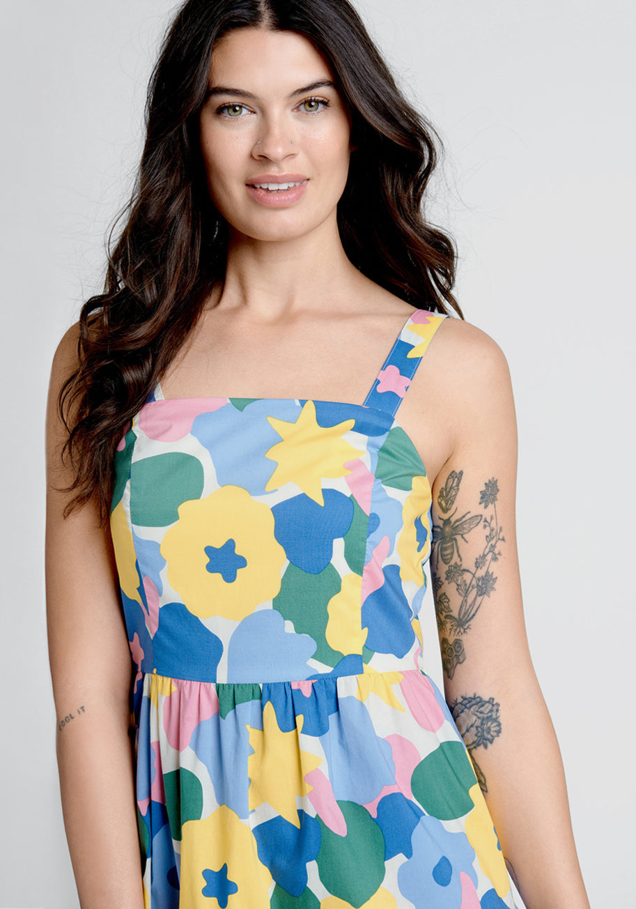 Blossoms In The Breeze Floral Print Tiered Midi Dress for Women - Perfect for Spring Outings, Garden Parties & Summer Vacations