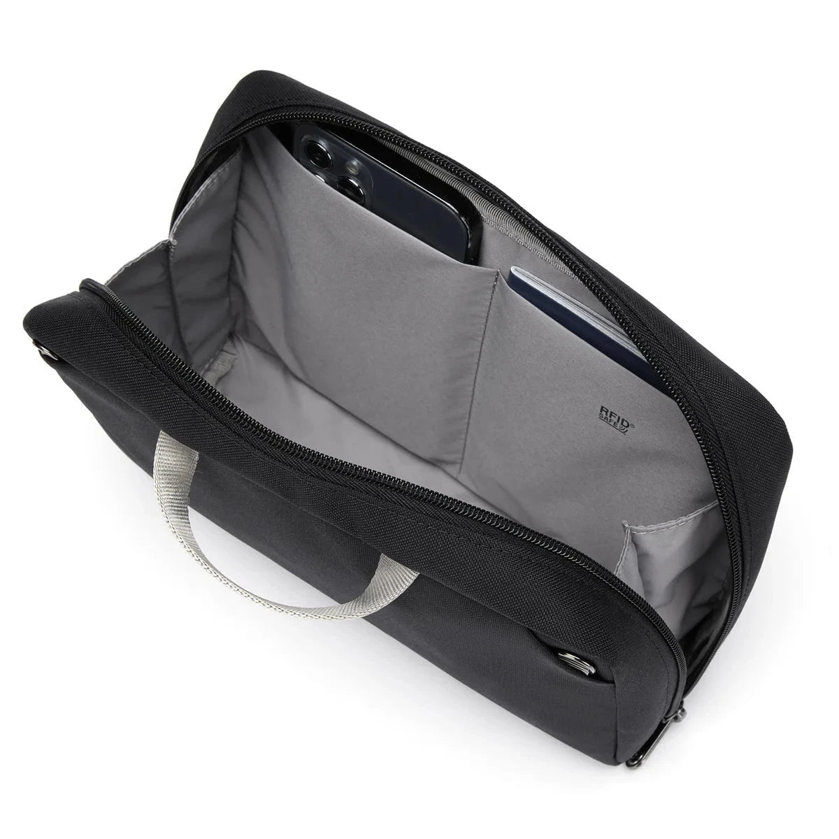 Pacsafe RFIDsafe™ RFID Blocking Gear Pouch - Anti-Theft Travel Wallet for Passport, Credit Cards & Cash - Secure & Compact for Airports, Commuting & Daily Use