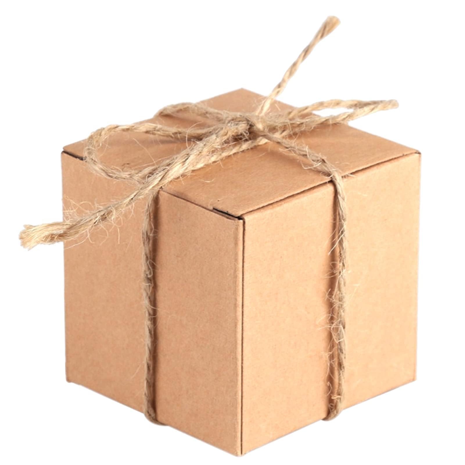 HERCHR 50-Pack 2x2x2 Inch Small Kraft Gift Boxes, Recycled Brown Cardboard Favor Boxes for Bridal, Birthday, Christmas & Party Favors - Perfect for DIY Crafts, Jewelry Packaging & Small Gift Wrapping