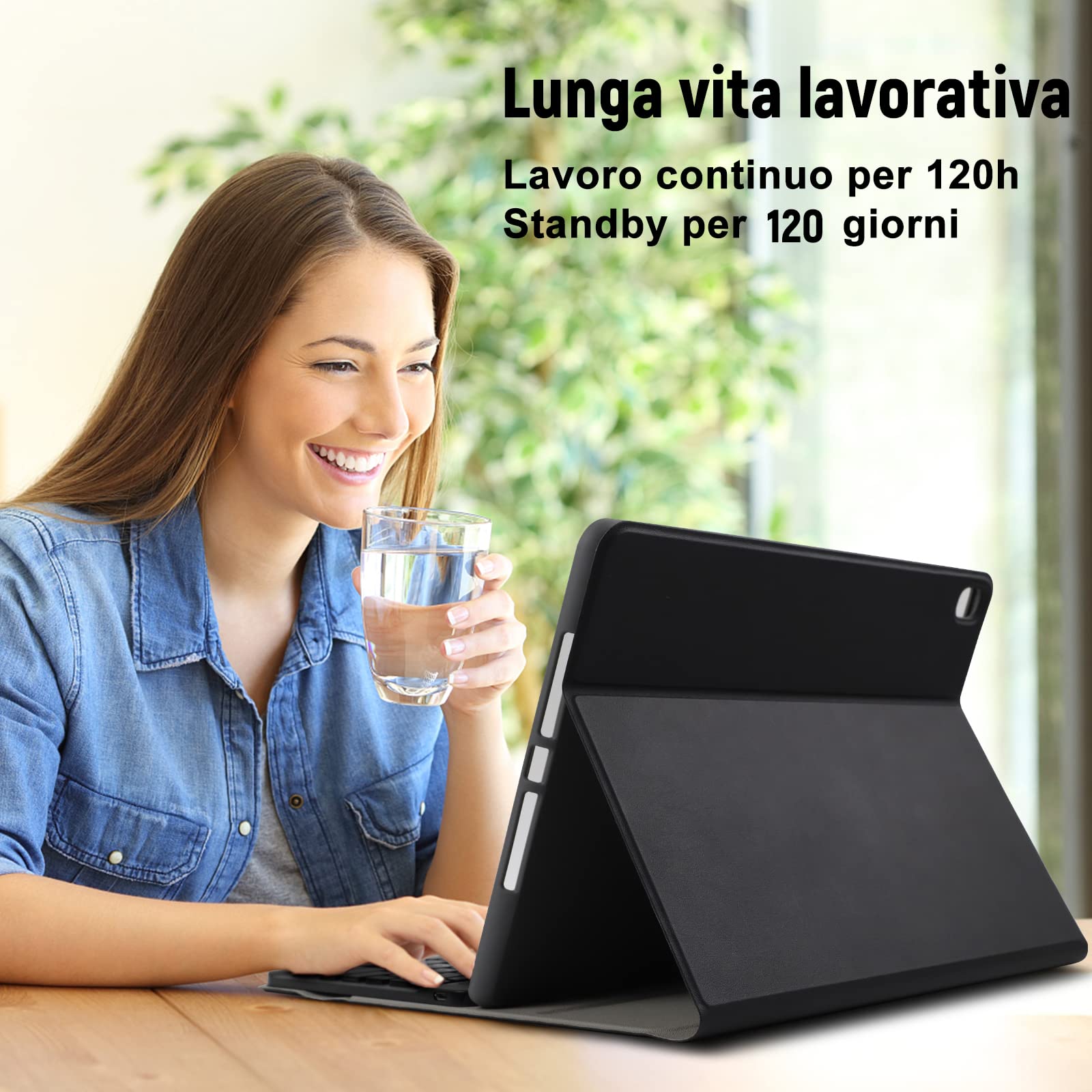 Lielax Bluetooth Keyboard Case for iPad 10.2 (2021/2020/2019 9th/8th/7th Gen), iPad Air 3 & iPad Pro 10.5 - Removable Italian QWERTY Keyboard with Pencil Holder & Stand - Perfect for Work, Study & Travel - Black