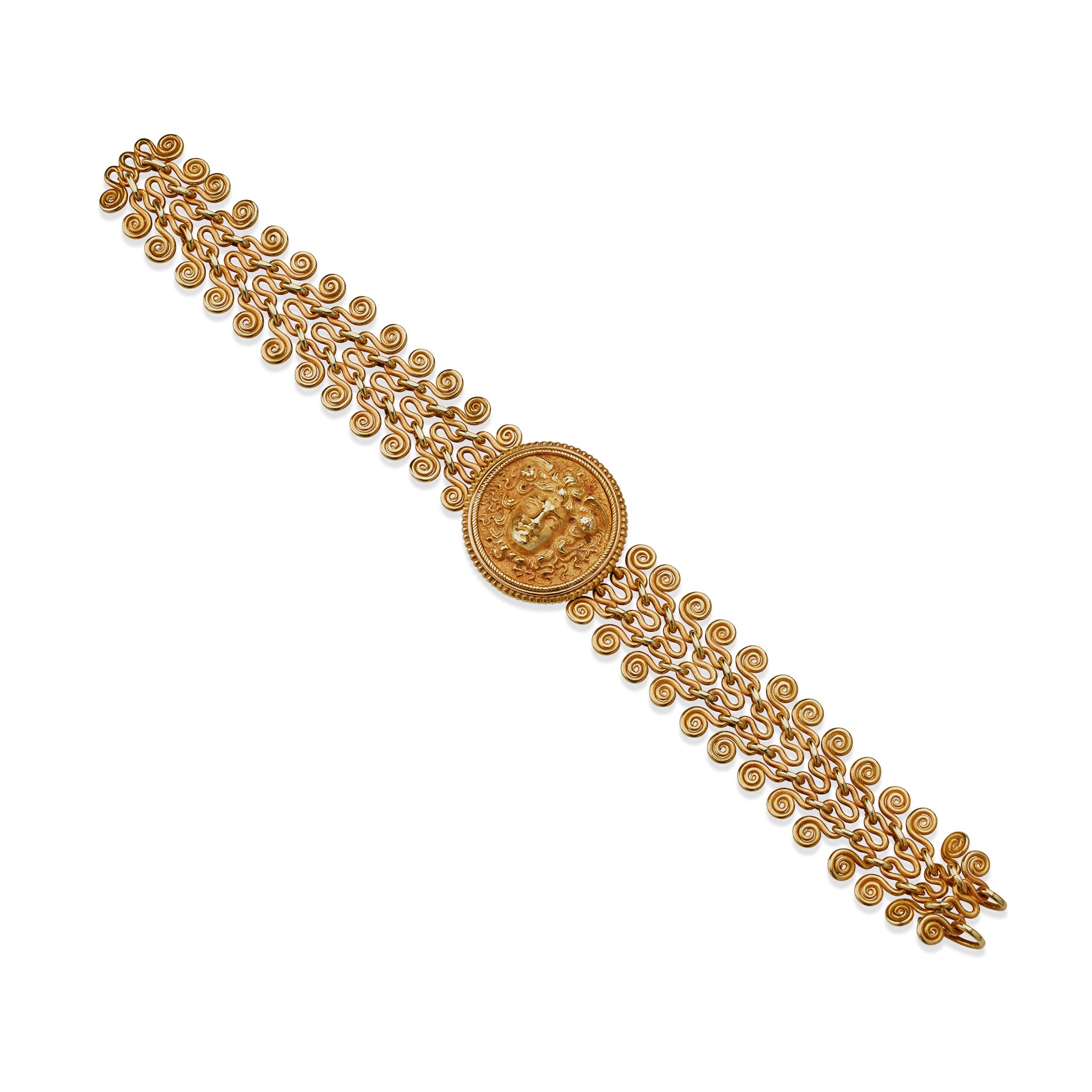 22K Gold Winged Medusa Bracelet - Ancient Greek Mythology Jewelry for Women, Handmade Vintage Style Arm Cuff - Perfect for Parties, Weddings & Gifts