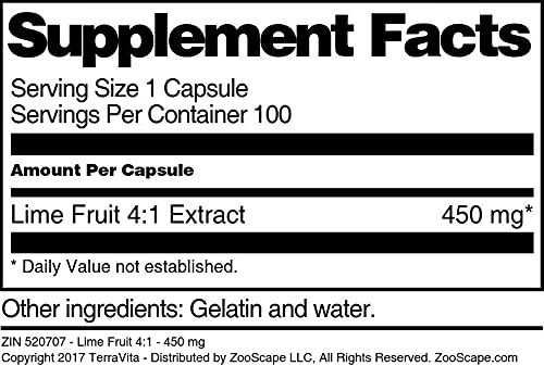 Premium Lime Fruit Extract 4:1 - 450mg per Serving (100 Capsules) | 2-Pack | Natural Citrus Supplement for Immune Support & Digestion | Perfect for Daily Wellness Routine & Detox Programs