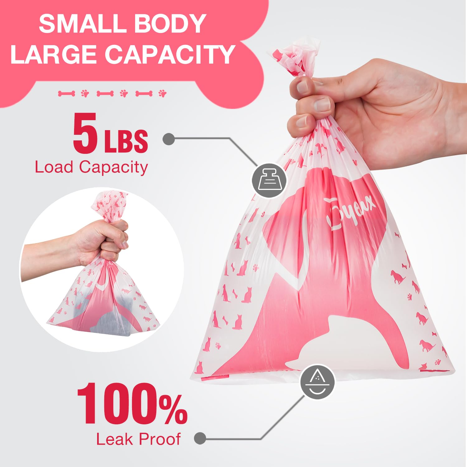 360 Count Extra Thick Leak Proof Dog Poop Bags with Dispenser | Unscented Pet Waste Bags for Dogs & Cats | Durable Doggie Poop Bag Holder | Perfect for Walks, Parks & Backyard Cleanup (Pink)