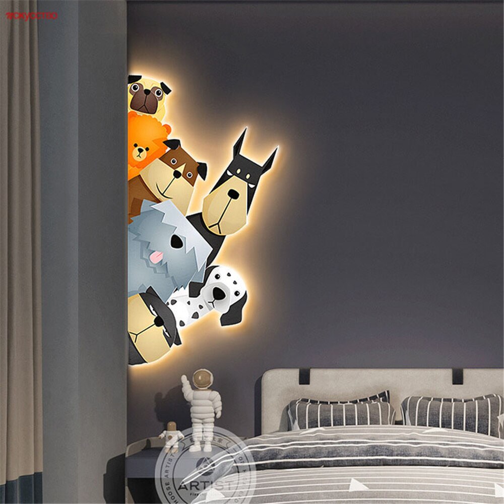 Animal Murals LED Wall Lamp with Plug Wire - Cute Night Light for Kids Room, Nursery, Bedroom Decor - Perfect for Bedtime Stories & Creating a Cozy Atmosphere