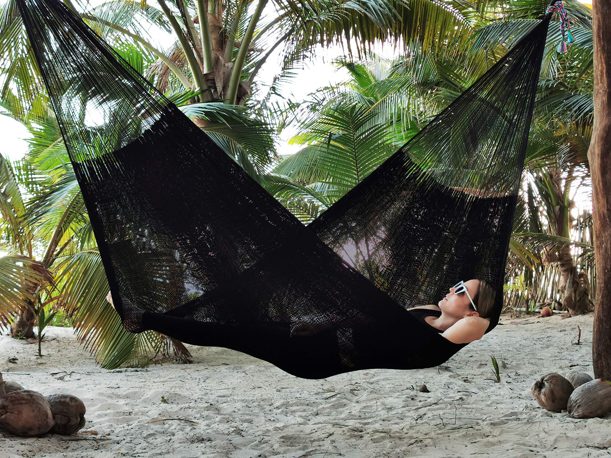 Authentic Mayan Hammock - Premium Black Jaguar Design Small Hammock with Durable Nylon Thread - Perfect for Indoor, Outdoor, Patio & Backyard Relaxation
