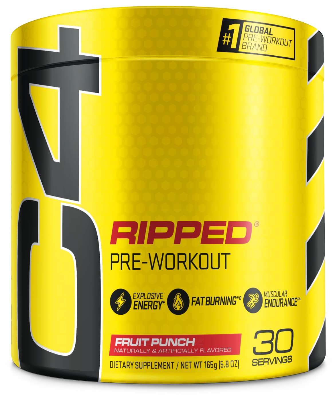 Cellucor C4 Ripped Pre-Workout Powder - Fruit Punch Flavor, 30 Servings (183g/6.46oz) | Fat Burner & Energy Booster for Gym, Weight Loss & Fitness Training