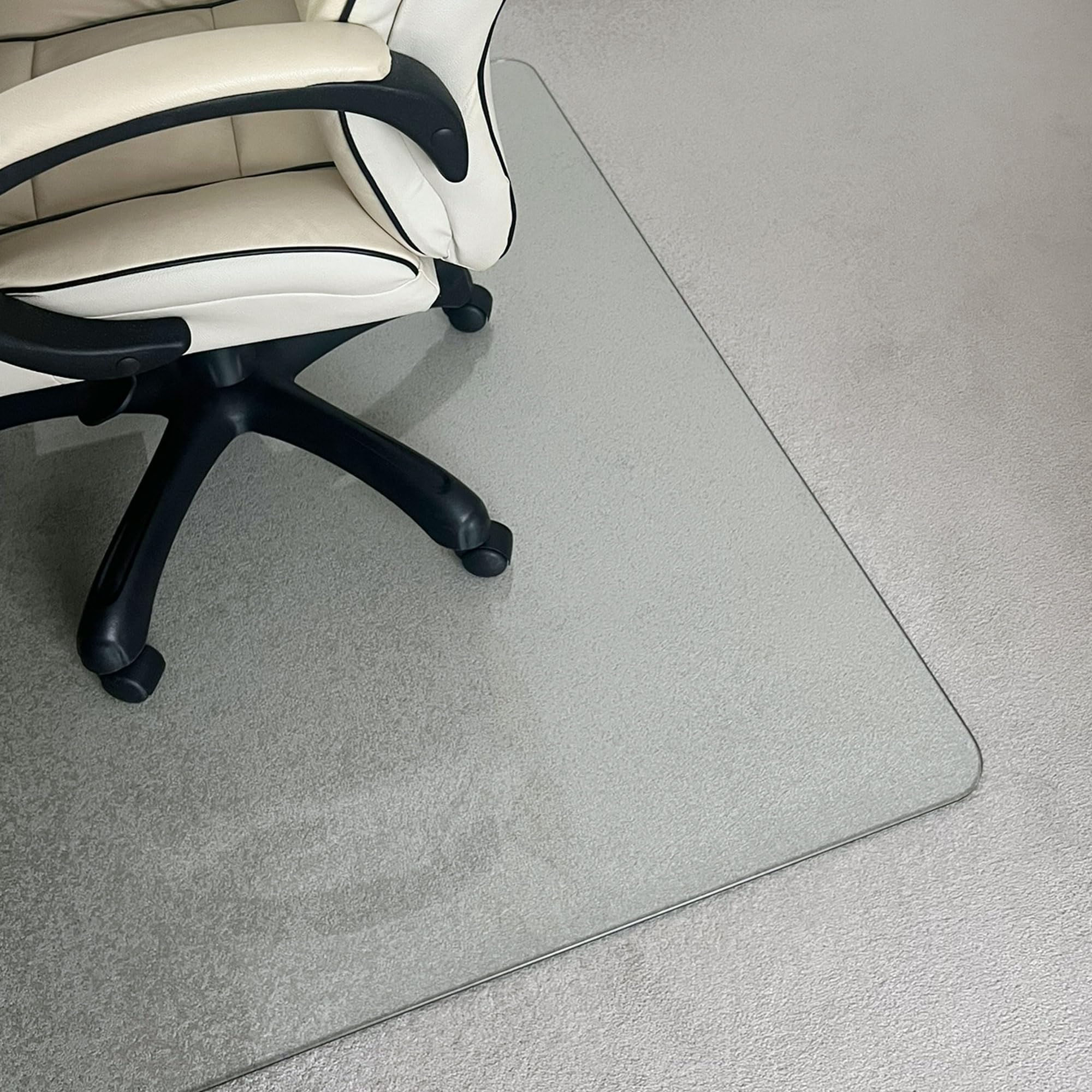 Marvelux 36x40 Inch Clear Tempered Glass Office Chair Mat - Non-Slip Protector for Carpet & Hardwood Floors | Heavy Duty Executive Mat for High Pile Carpets & Hardwood | Perfect for Home Office, Gaming Setup & Workspace Protection