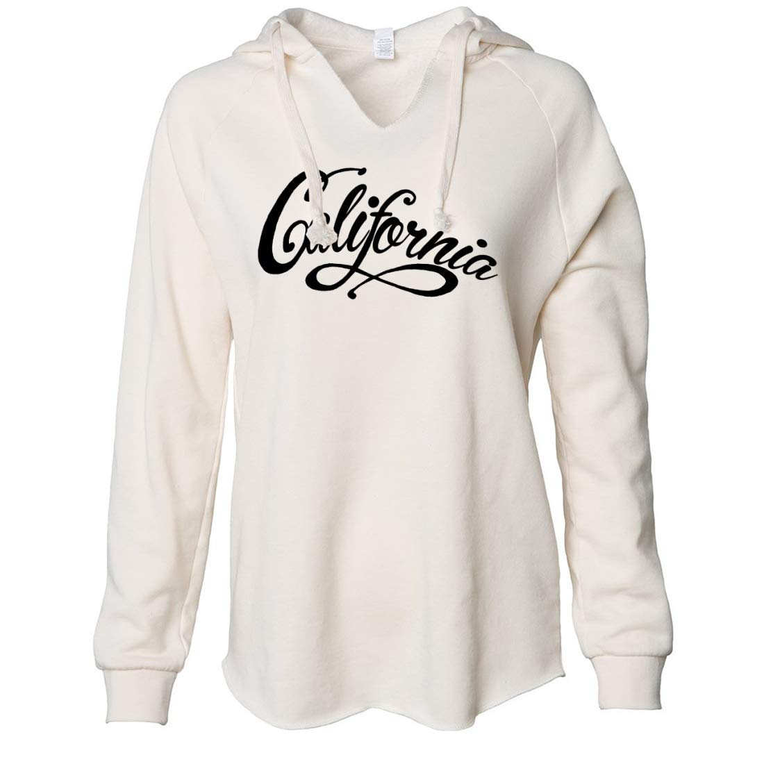 Dolphin Shirt Co California Beach Script Women's Soft Hooded Pullover Sweatshirt | Comfortable Casual Wear for Beach Outings & Relaxing Weekends