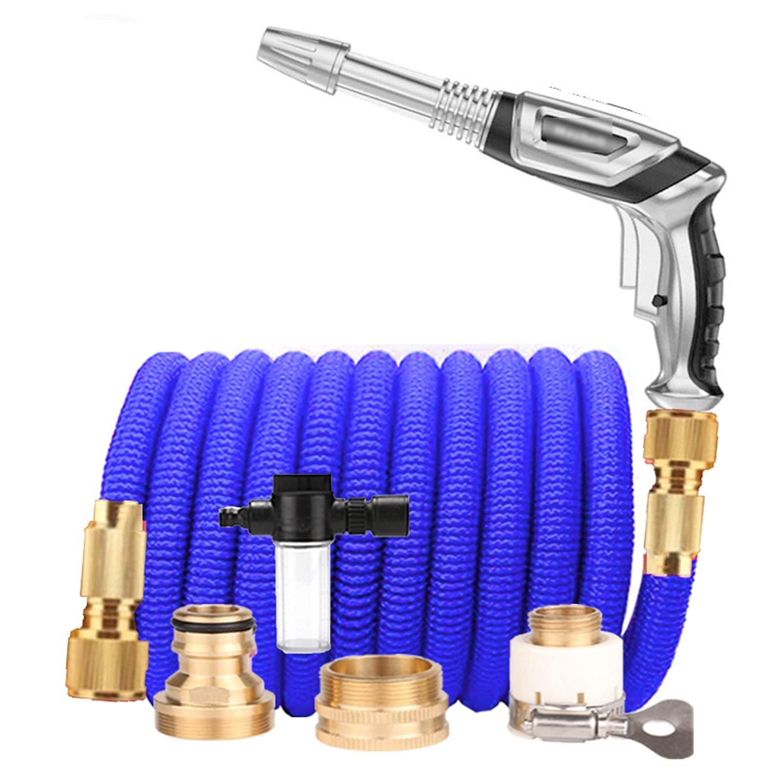 XCYY Expandable Garden Hose 75FT-300FT with Spray Gun - Flexible, Lightweight, High Pressure Water Hose for Outdoor, Car Washing, Gardening, and Lawn Care (Lavender, Expands from 75FT to 225FT) - Perfect for Patios, Yards, and Cleaning Vehicles