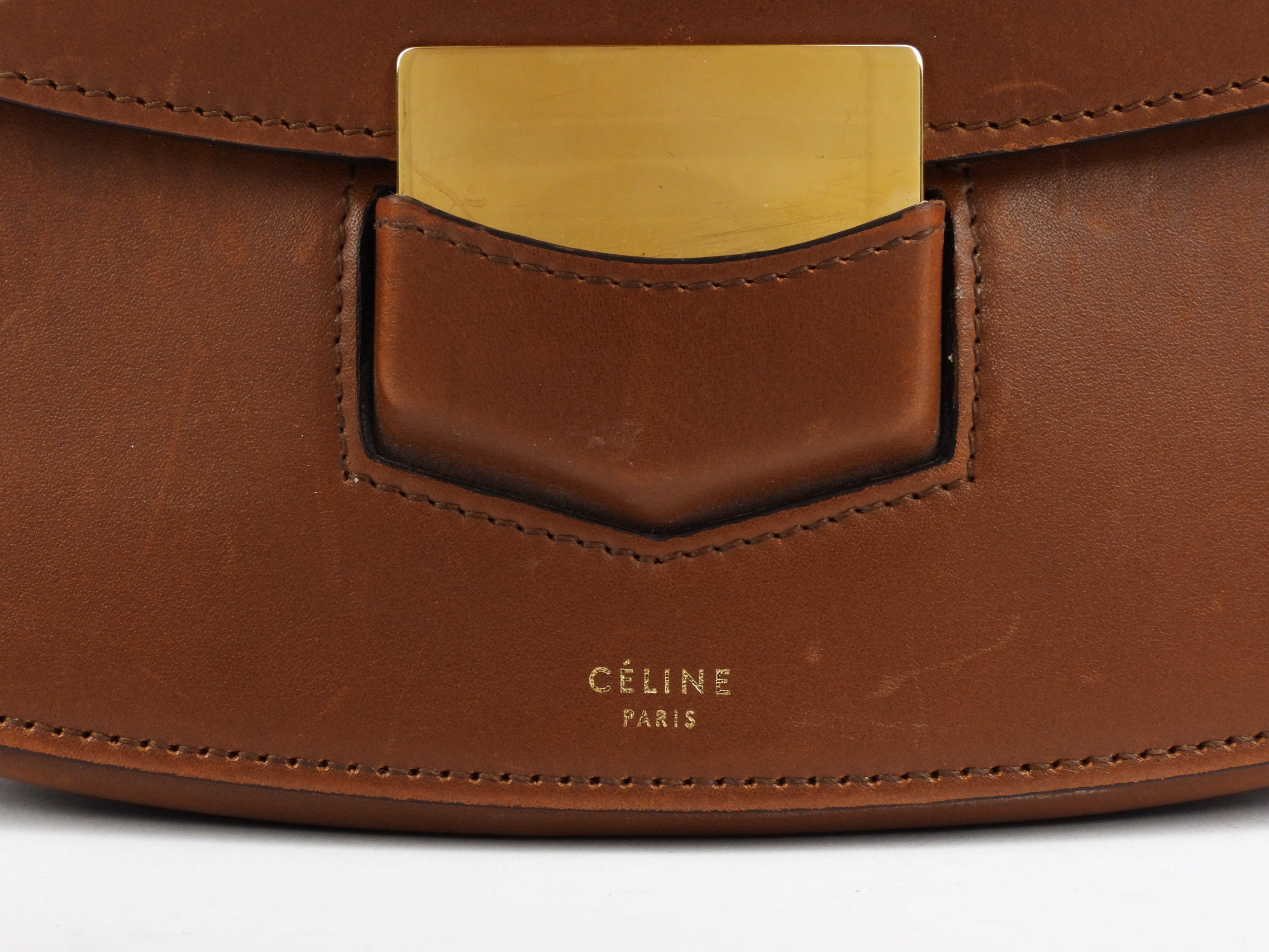 Celine Brown Smooth Leather Medium Trotteur Crossbody Shoulder Bag for Women | Luxury Designer Handbag | Perfect for Work, Travel & Evening Out