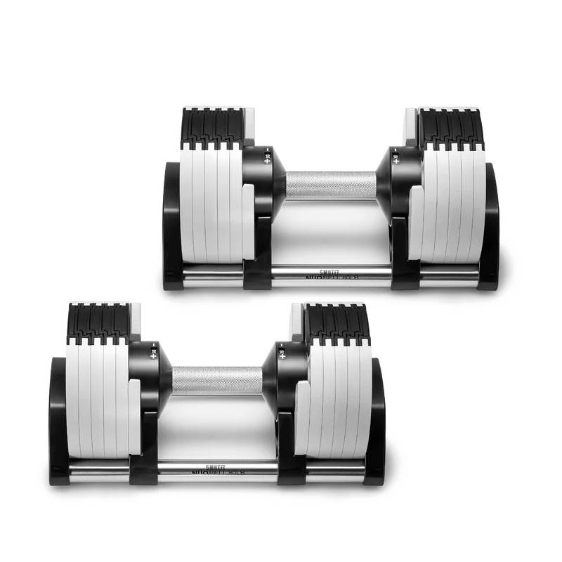 SMRTFT Nüobells 5-50lb Adjustable Dumbbell Pair - Ash Gray Home Gym Weights for Strength Training & Fitness Workouts - Perfect for Home Gym, CrossFit, and Personal Training