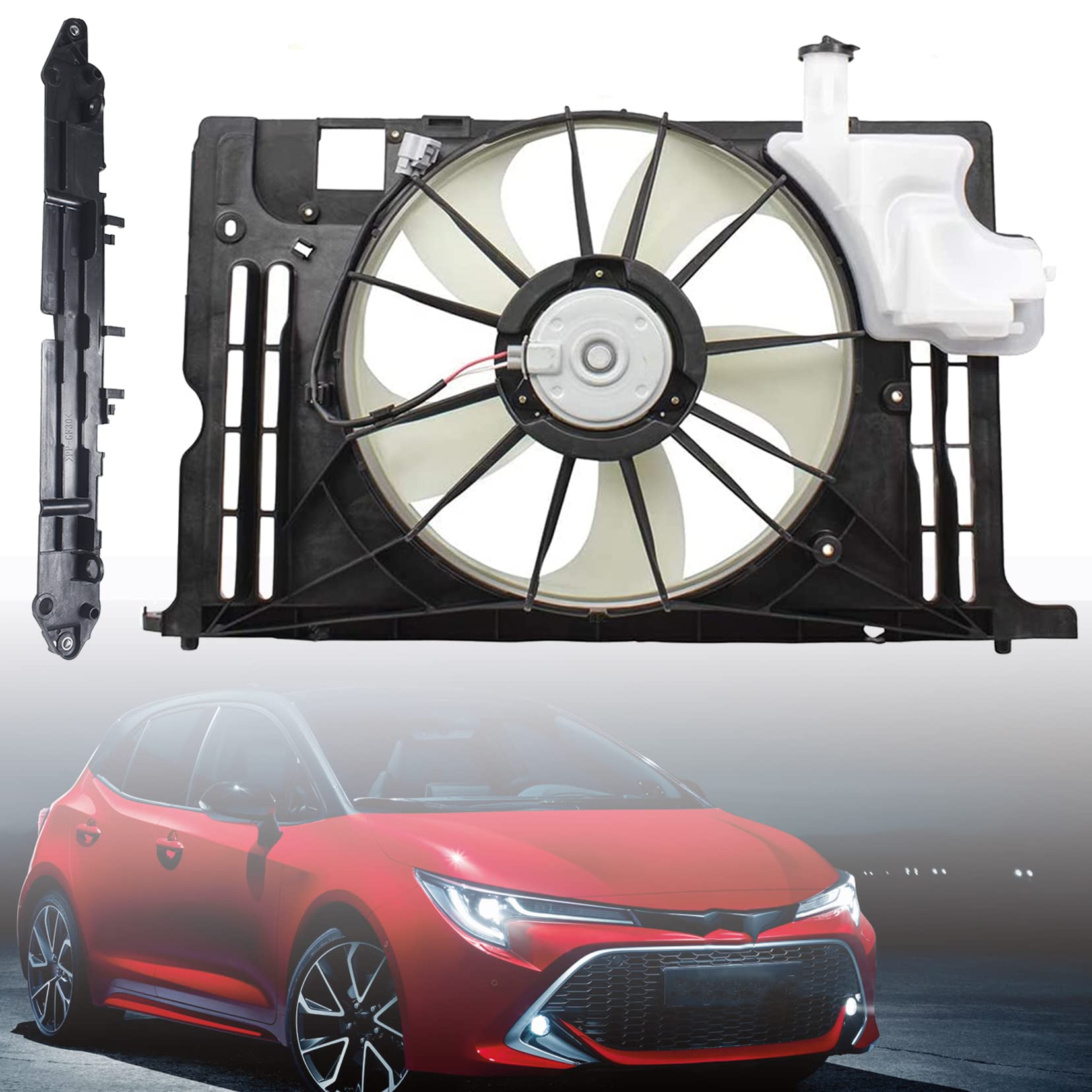 2014-2019 Toyota Corolla Radiator Condenser Cooling Fan Assembly - 12V Black - Replacement Part for Engine Cooling System - Perfect for Summer Driving & Overheating Prevention
