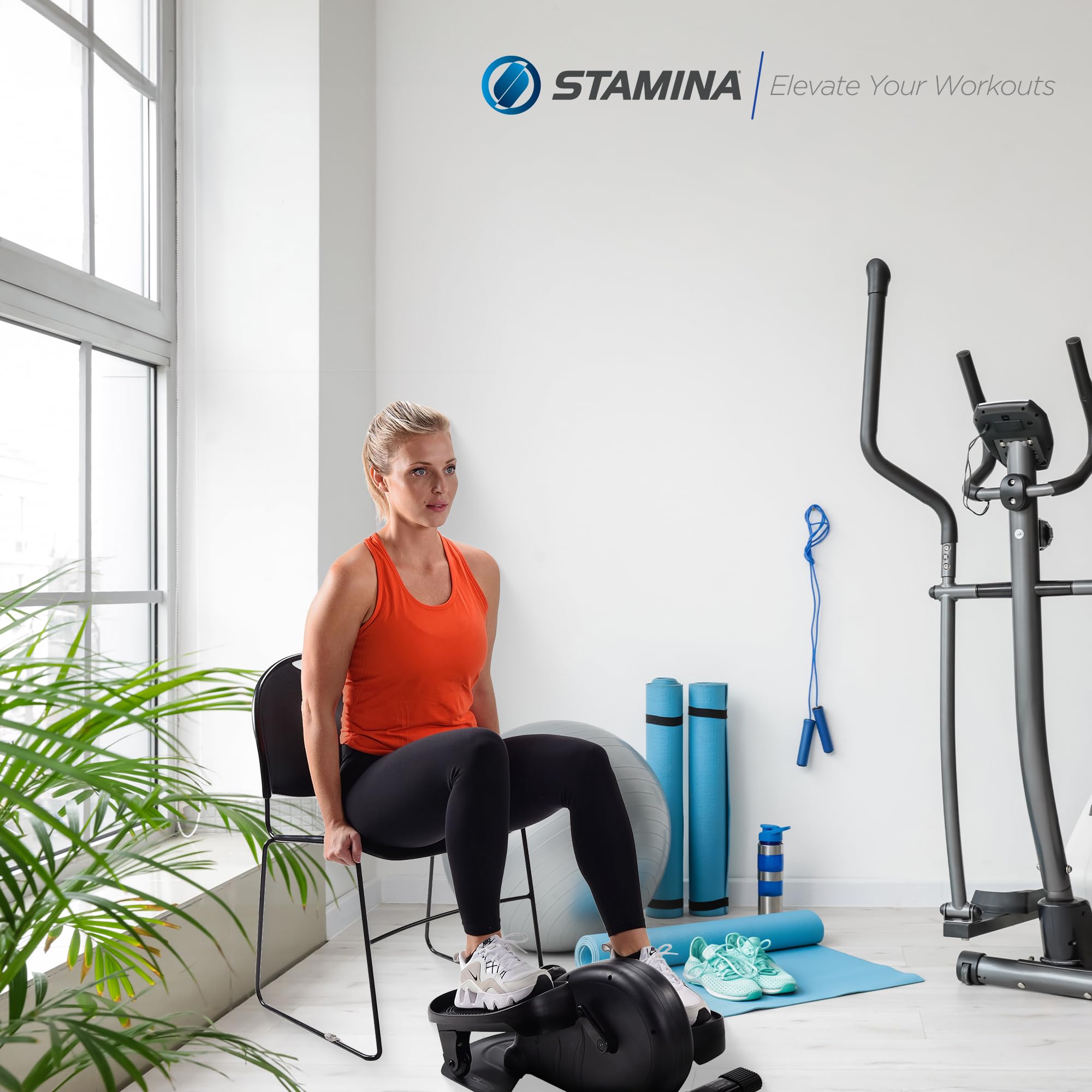 Stamina Inmotion Compact Strider Under Desk Elliptical Machine - Portable Foot Pedal Exerciser for Home & Office - Seated or Standing Low-Impact Workout Equipment for Fitness, Rehabilitation & Active Sitting