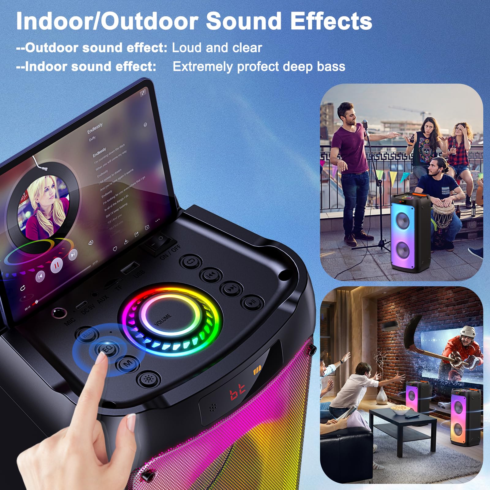 Portable Karaoke Machine with 2 Wireless Microphones - Bluetooth Speaker for Adults & Kids - Party PA System with Disco Lights & Subwoofer - Perfect for Home Parties, Birthday Celebrations & Family Gatherings - Ideal Gift for Music Lovers
