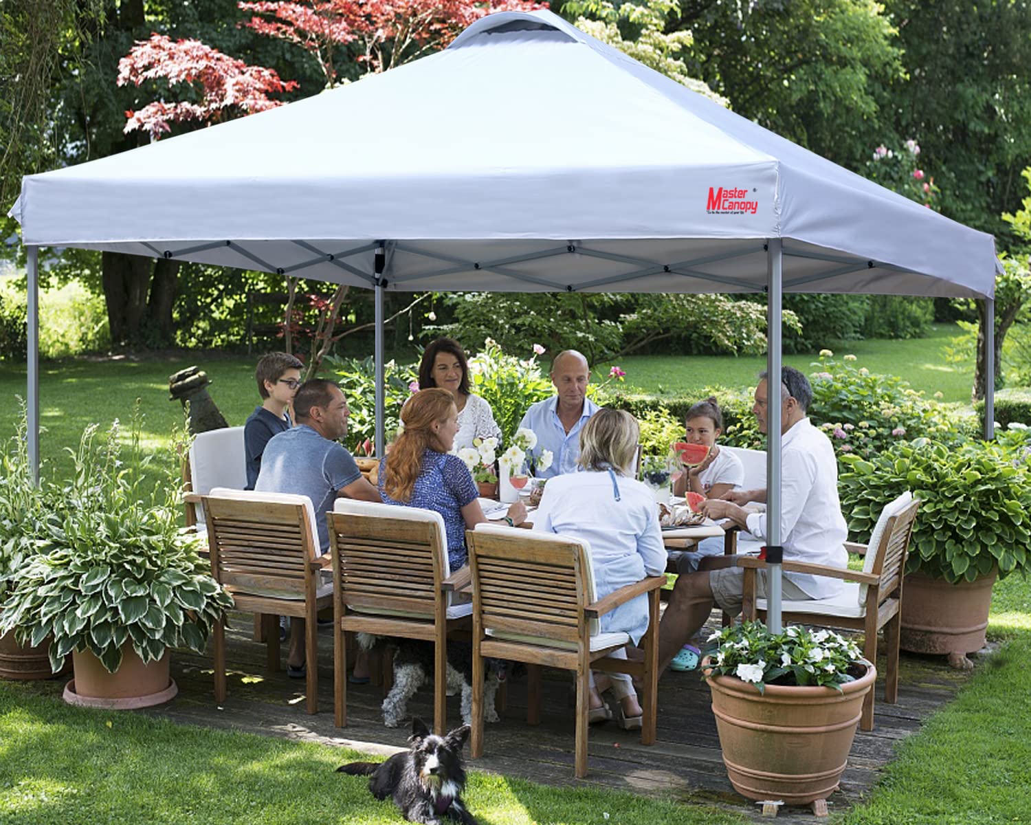 MASTERCANOPY 8x8 FT Heavy Duty Pop Up Canopy Tent with Carry Bag - Waterproof Instant Shelter for Outdoor Events, Camping, Beach, Picnics & Backyard Parties (White)