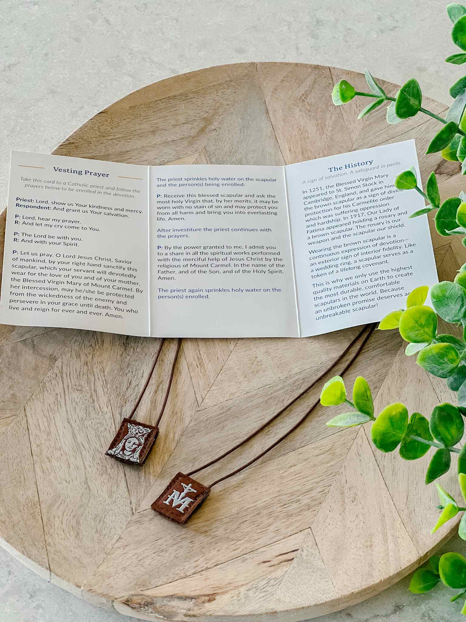 Mini Brown Scapular - Our Lady of Mt. Carmel Religious Necklace, Brown & Cream Catholic Devotional Pendant for Prayer & Protection - Perfect for Daily Wear, Church Services & Spiritual Gifts