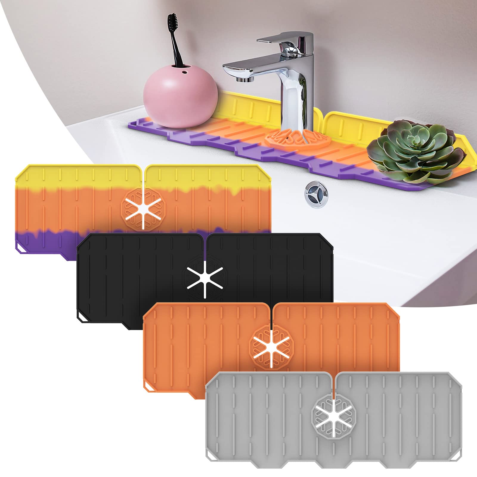 **Silicone Splash Guard for Kitchen Sink & Bathroom Faucet | Non-Slip Drain Catcher Pad | Splashback Countertop Protector | Drying Mat for Sinks | Ideal for Bathrooms, Bars, RVs, Farmhouses (Prevents Water Spills & Keeps Countertops Dry)**