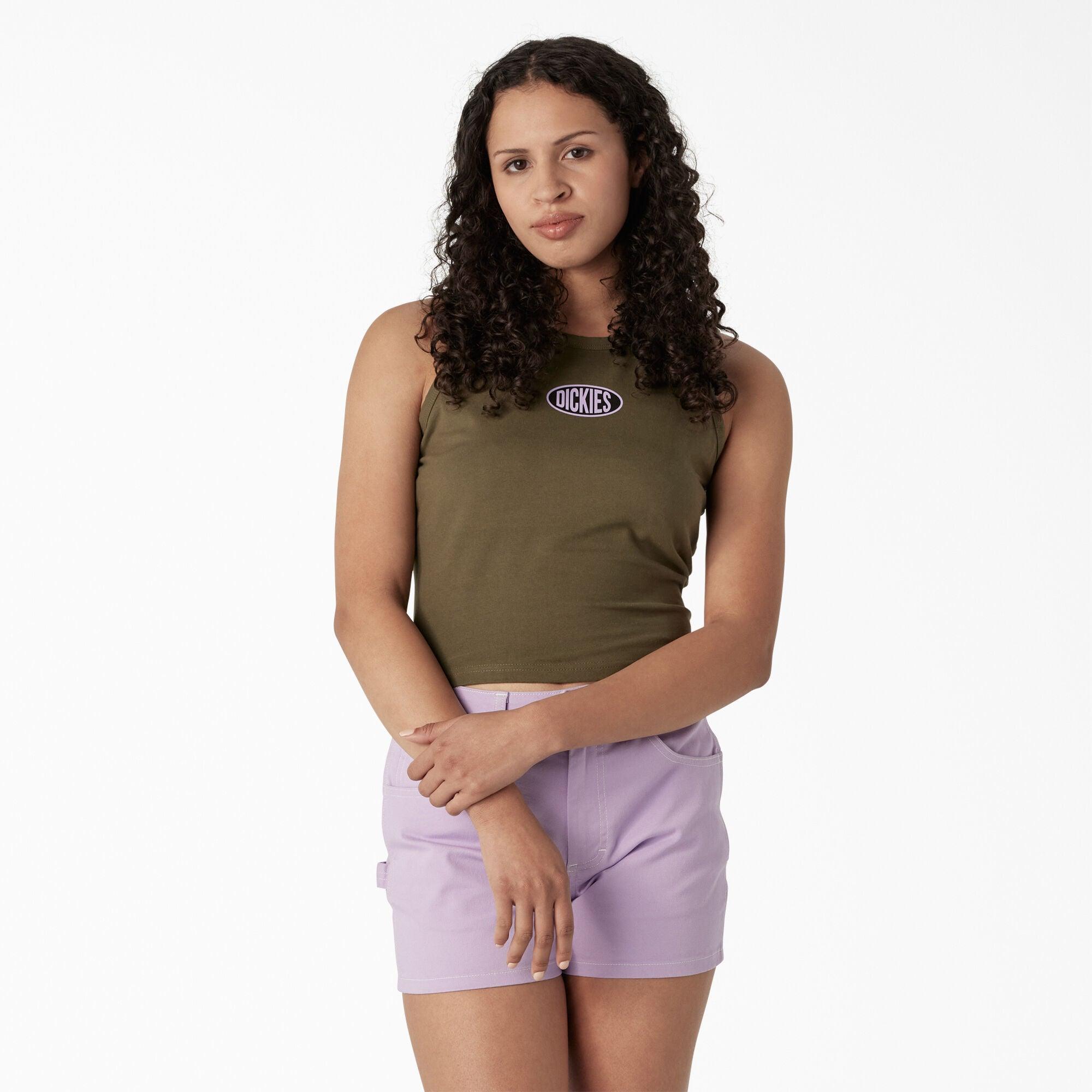 Women's Green Racerback Cropped Tank Top - Workout, Yoga & Summer Casual Wear