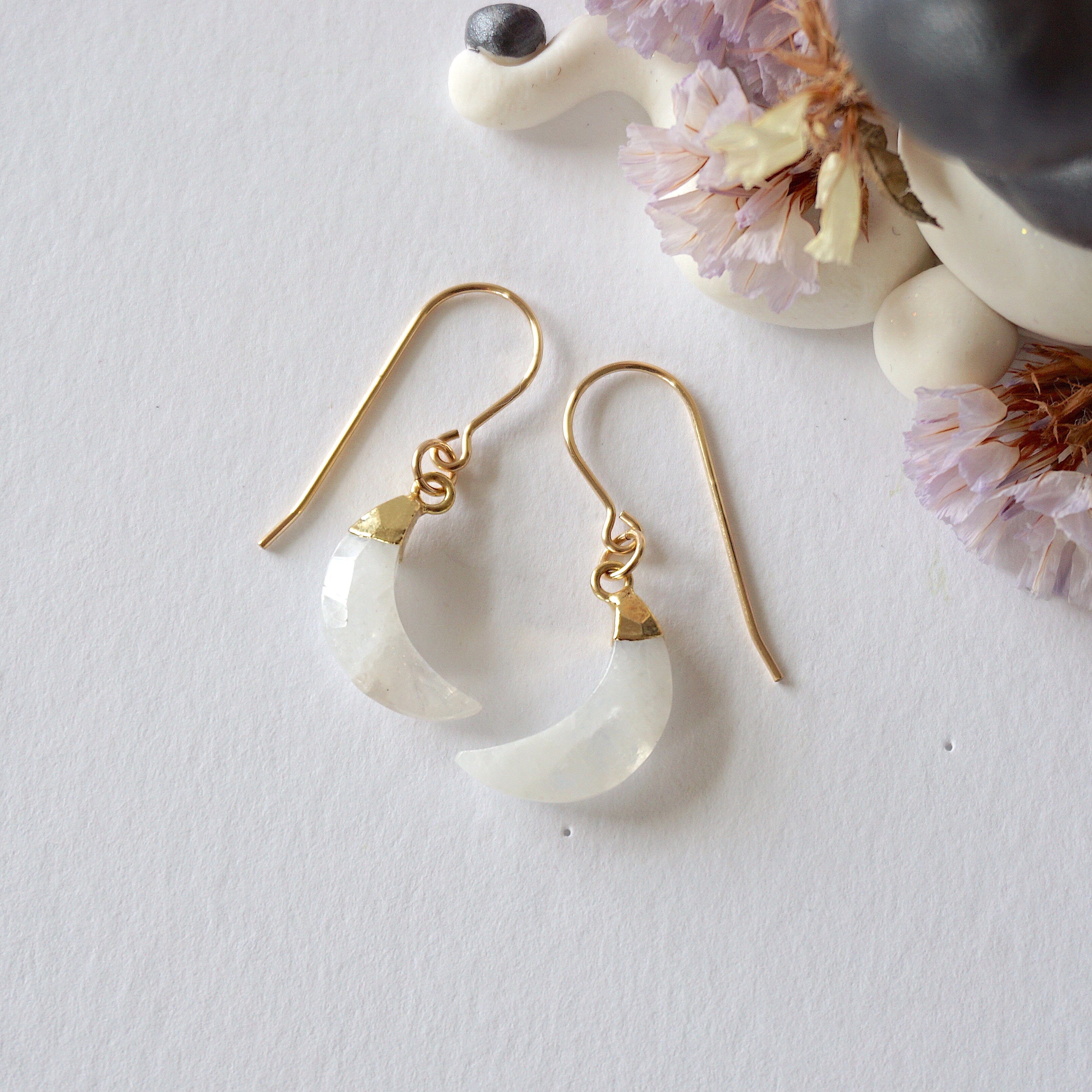 Rainbow Moonstone Drop Earrings - 14K Gold Filled Dangle Earrings for Women | Perfect for Weddings, Parties & Everyday Elegance