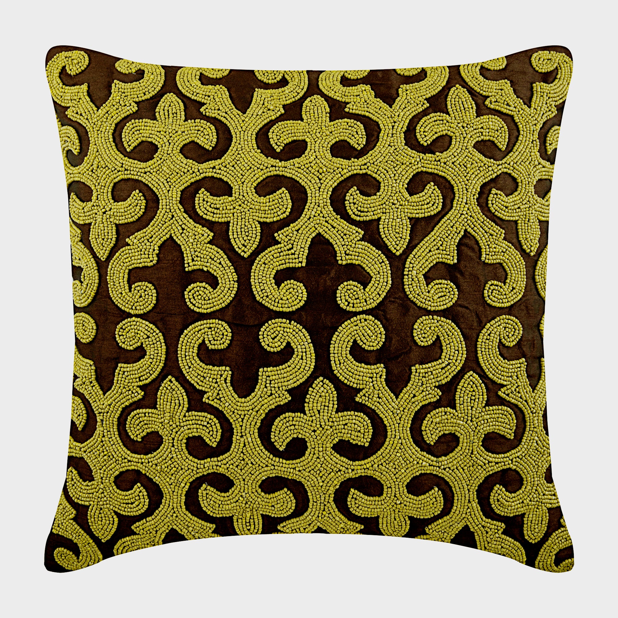 Adara Brown Silk Decorative Euro Sham Pillow Cover - Luxury Bedroom Decor for Queen/King Size Beds - Perfect for Master Bedrooms, Guest Rooms & Home Staging