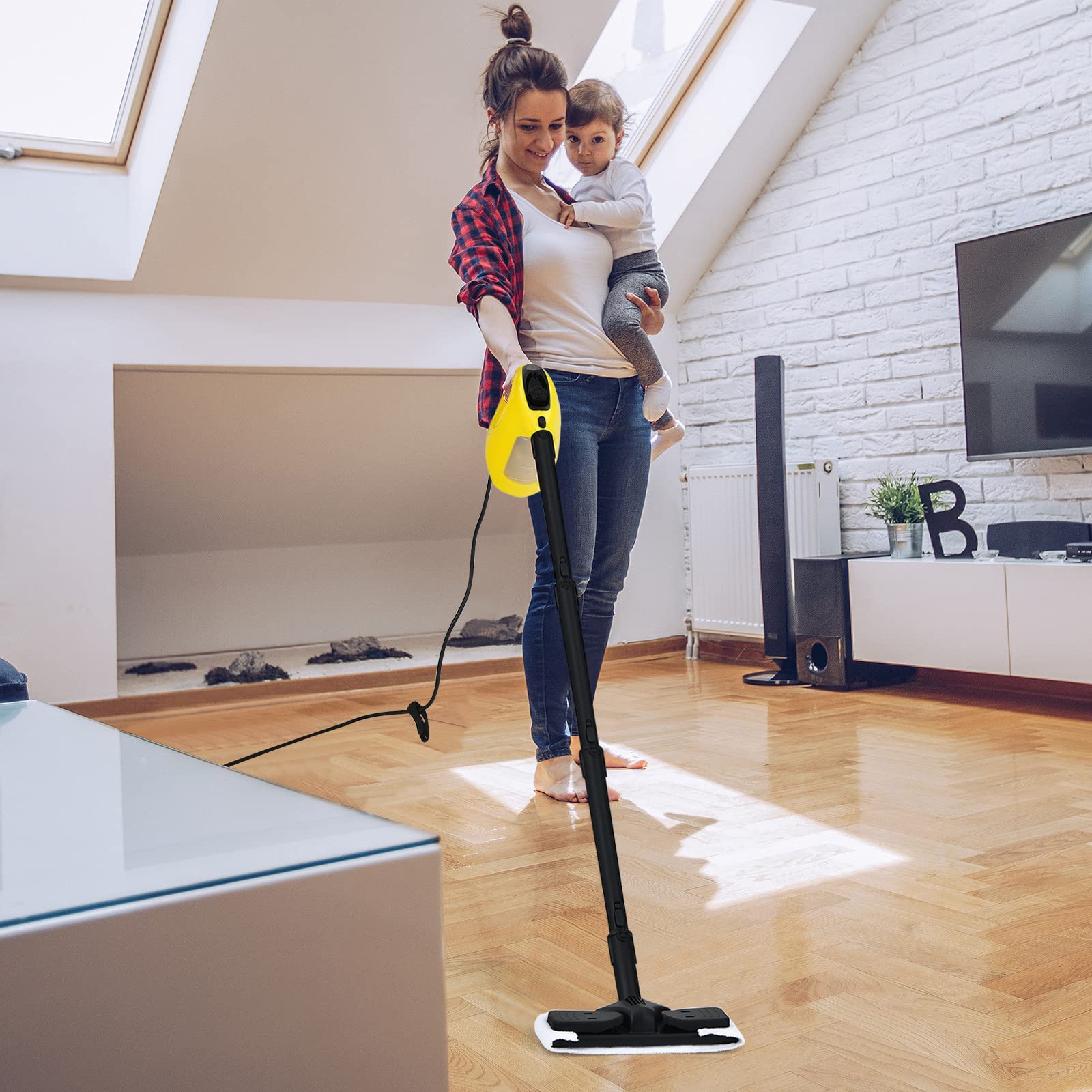 GOFLAME 1400W Handheld Steam Cleaner with 17-Piece Accessory Kit - Portable Pressurized Steamer for Home, Car, Floors, Carpets & Windows (350ml, Yellow) | Ideal for Deep Cleaning, Sanitizing & Removing Stubborn Stains