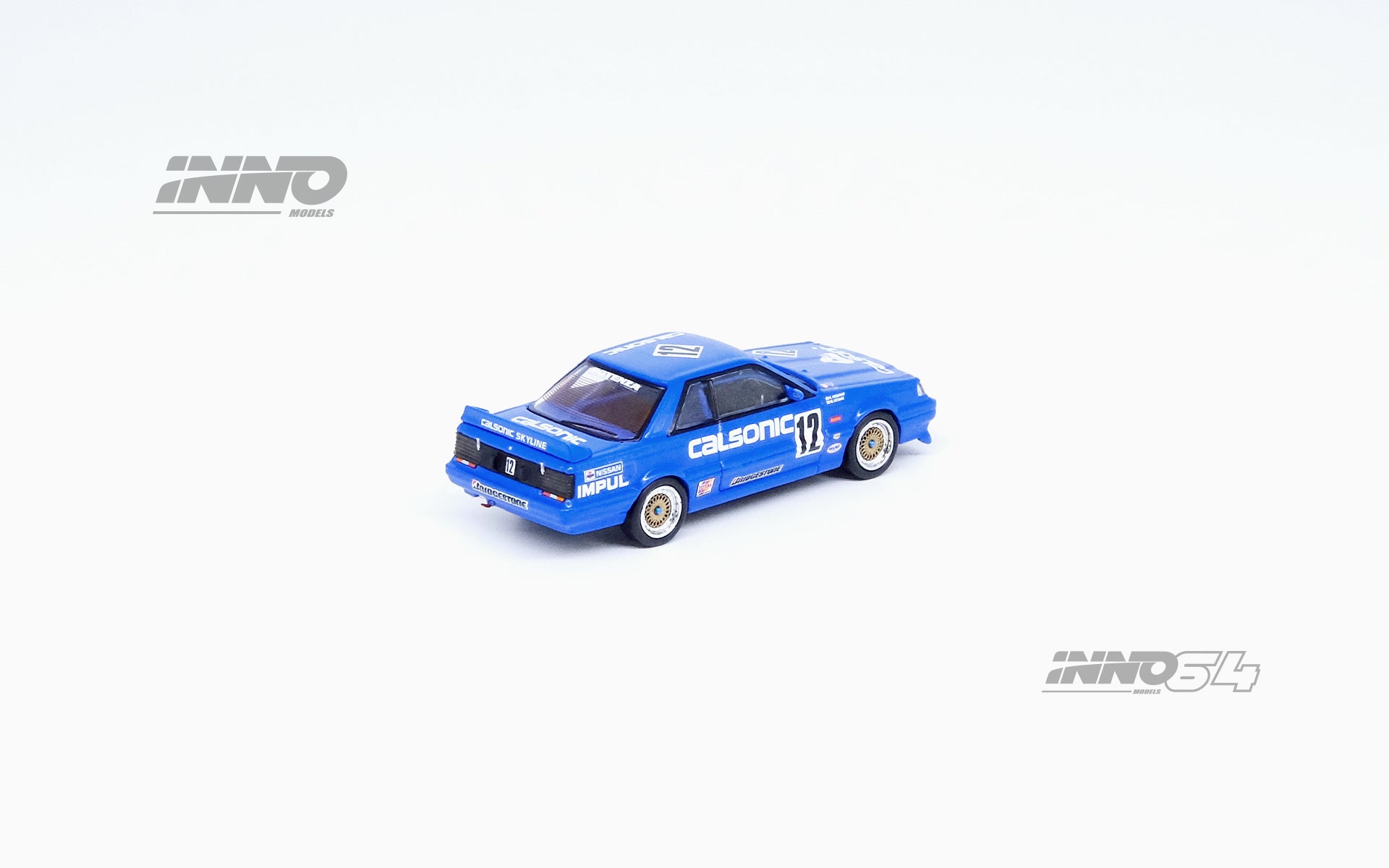 INNO Models 1:64 Scale Nissan Skyline GTS R (R31) #12 Calsonic JTCC 1987 Diecast Model Car - Collectible Toy for Display, Racing Enthusiasts & Japanese Car Fans