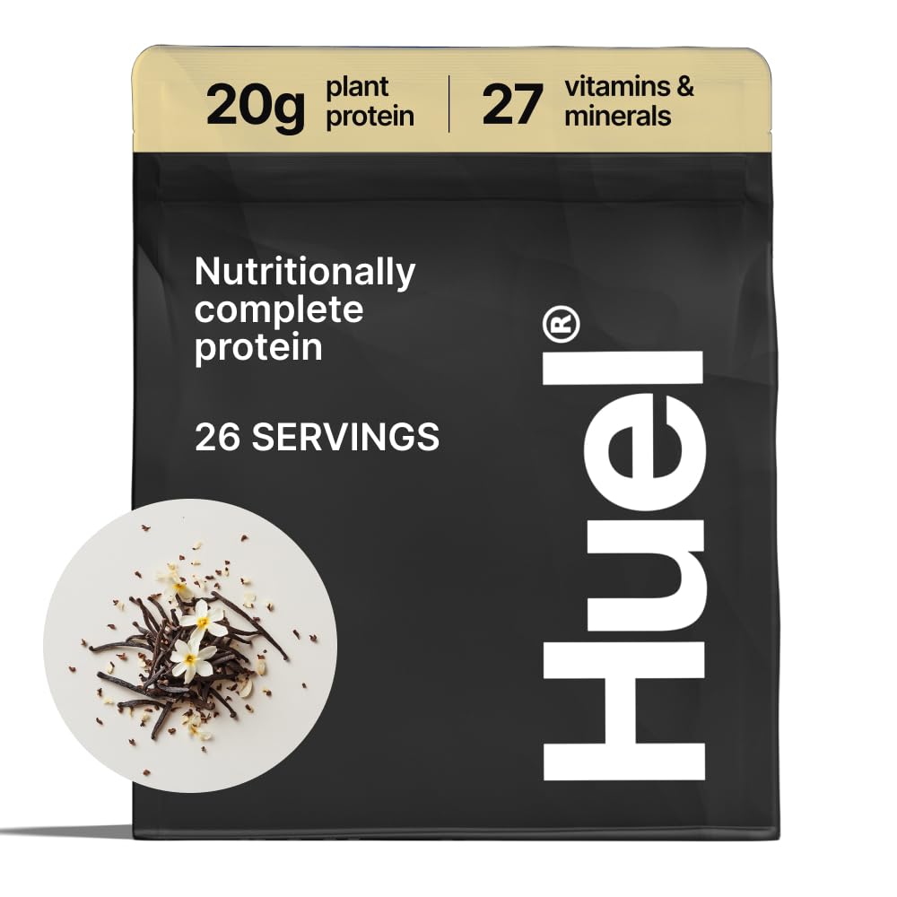Huel Vegan Protein Powder - Vanilla Flavor | 20g Plant-Based Protein, 27 Vitamins & Minerals | Gluten Free, Non-GMO, Lactose Free | Complete Nutrition for Smoothies, Shakes & Post-Workout Recovery | 26 Servings