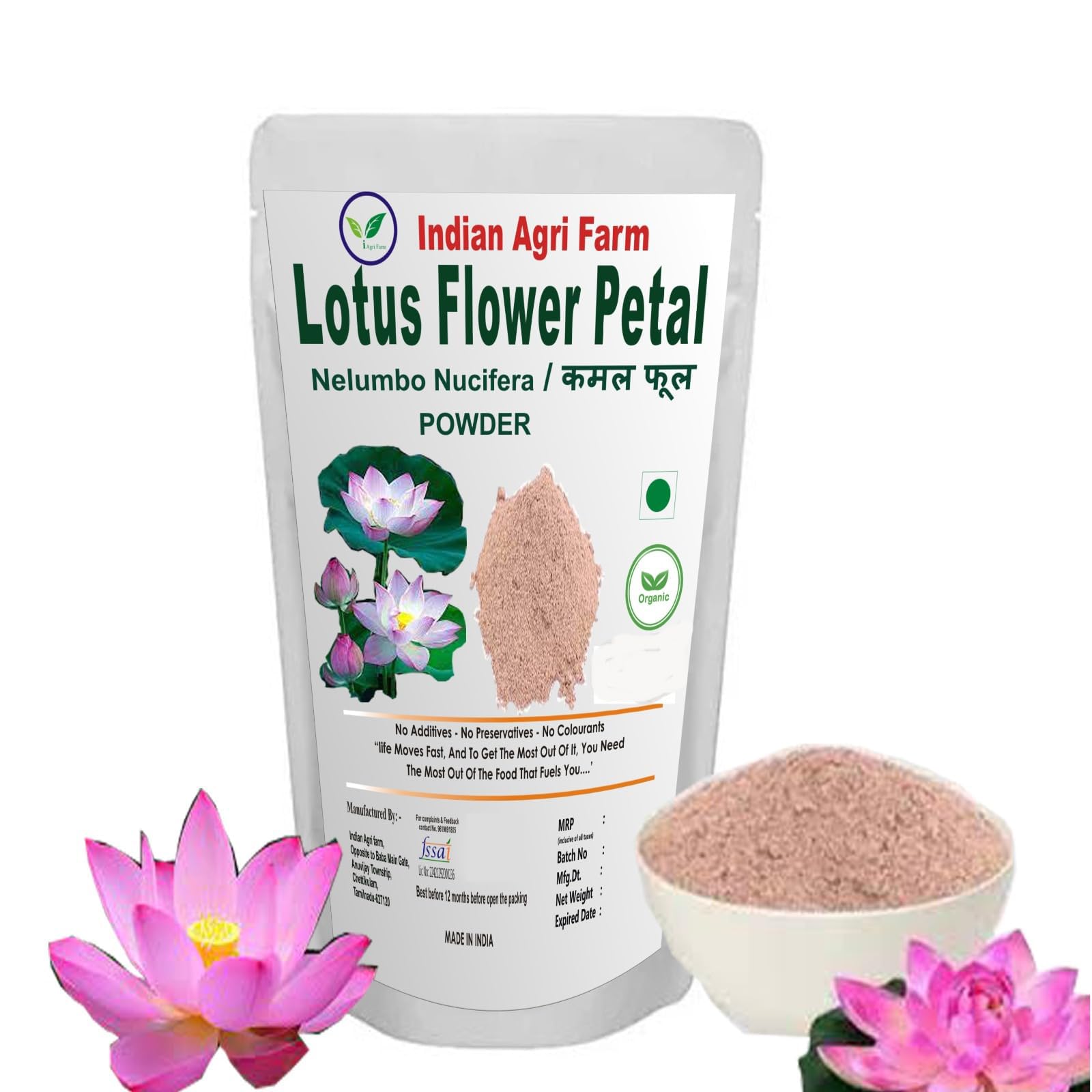Organic Lotus Flower Petal Powder (Kamal Phool/Thamarai Poo) - 100g | Pure & Natural for Skin Care, Tea, Baking & Ayurvedic Remedies | USDA Certified, Vegan & Gluten-Free | Perfect for DIY Beauty, Herbal Tea & Healthy Recipes