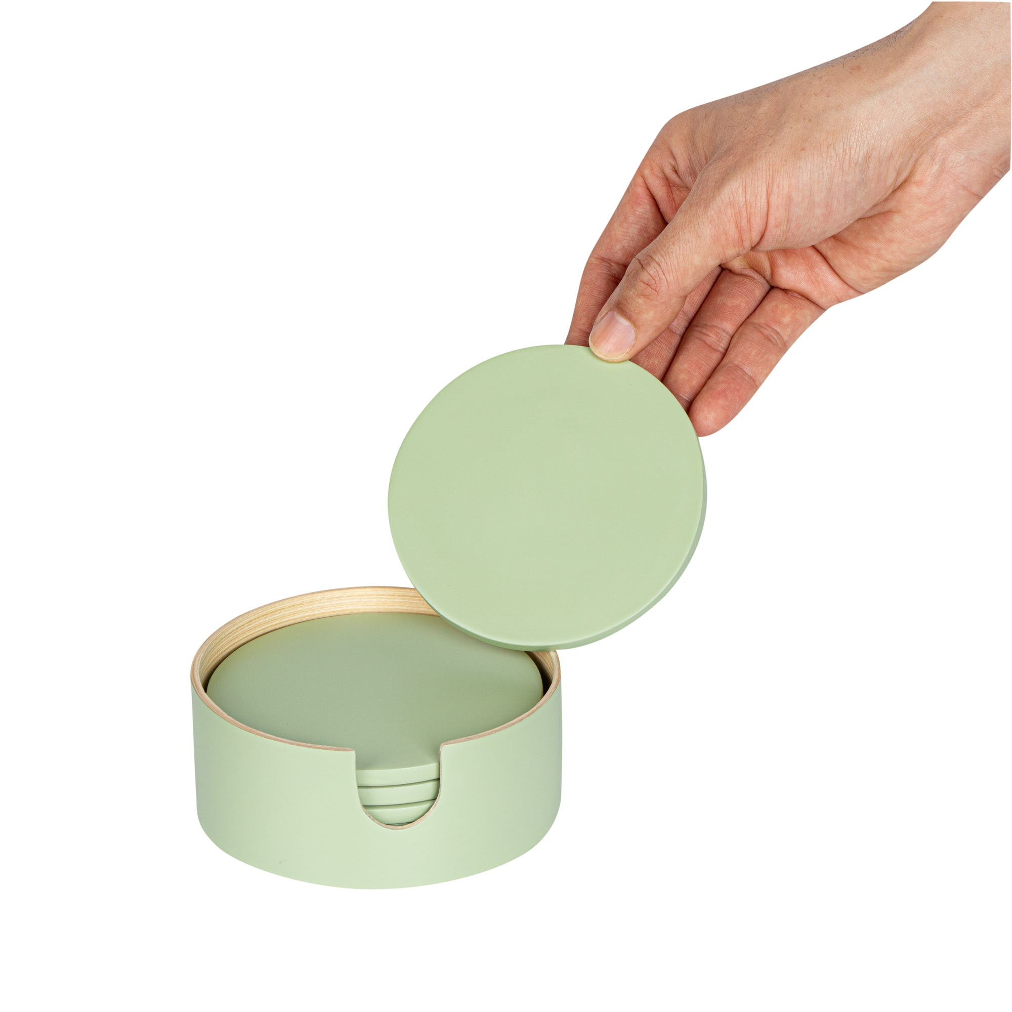 Bambuddha Eco-Friendly 6-Piece Green Bamboo Coaster Set with Holder - 4