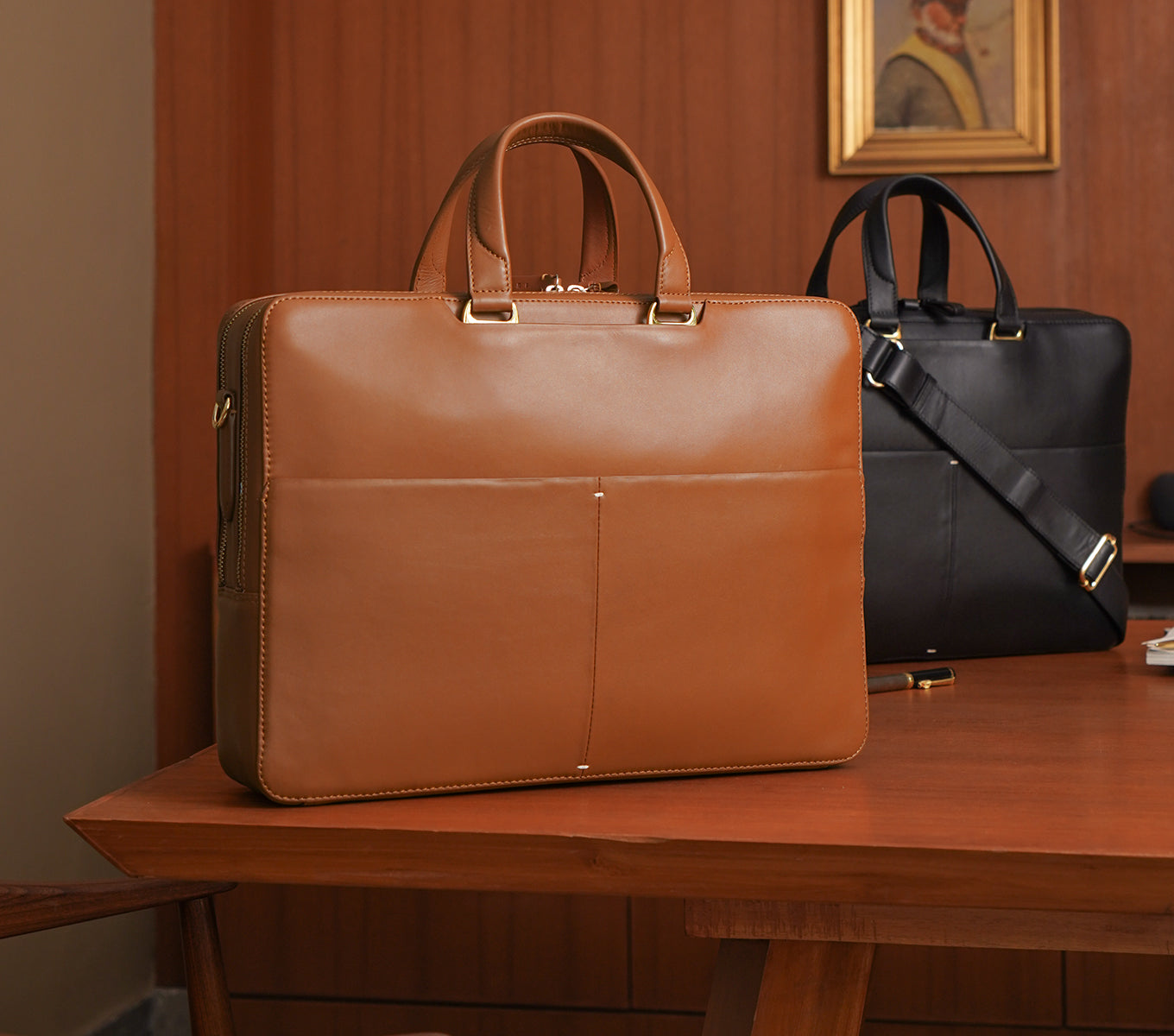 CAMDEN TWIN WORKCASE - Premium Leather Laptop Briefcase for Business Professionals | Perfect for Office, Travel & Daily Commute