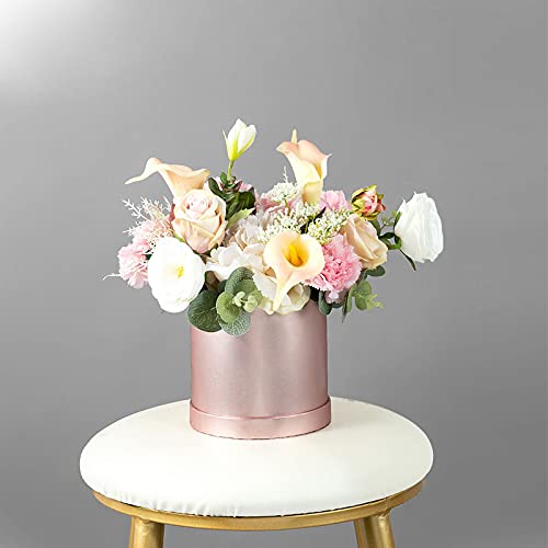 Luxury Rose Gold Round Cardboard Gift Box with Lid - Elegant Flower Packaging for Valentine's Day, Wedding, DIY Decor & Jewelry Storage - Perfect for Gift Giving, Party Favors & Home Organization