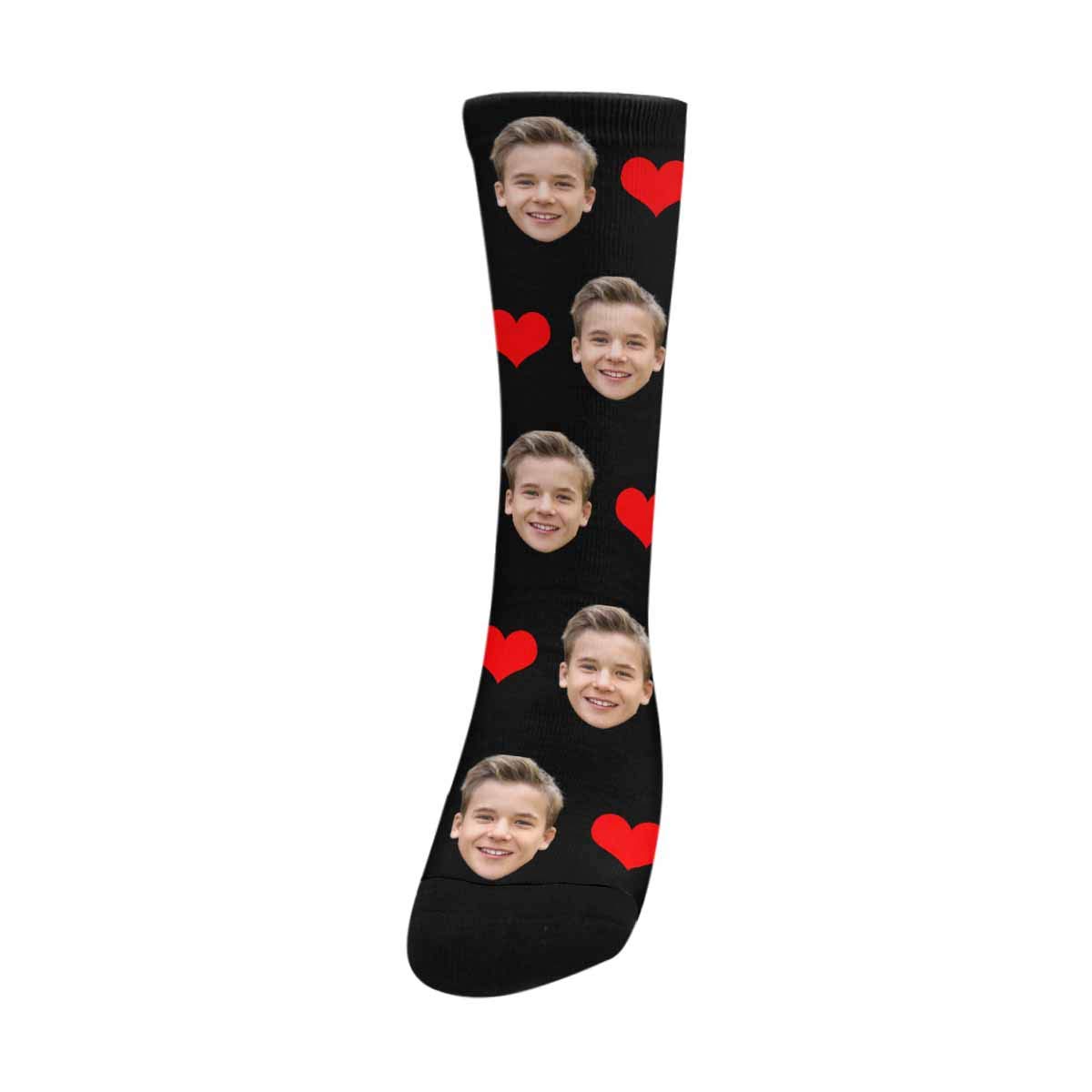 Custom Photo Pet Face Socks - Personalized Heart Print Crew Socks for Men & Women - Fun Gift for Pet Lovers, Couples & Sock Enthusiasts - Perfect for Holidays, Birthdays & Everyday Wear