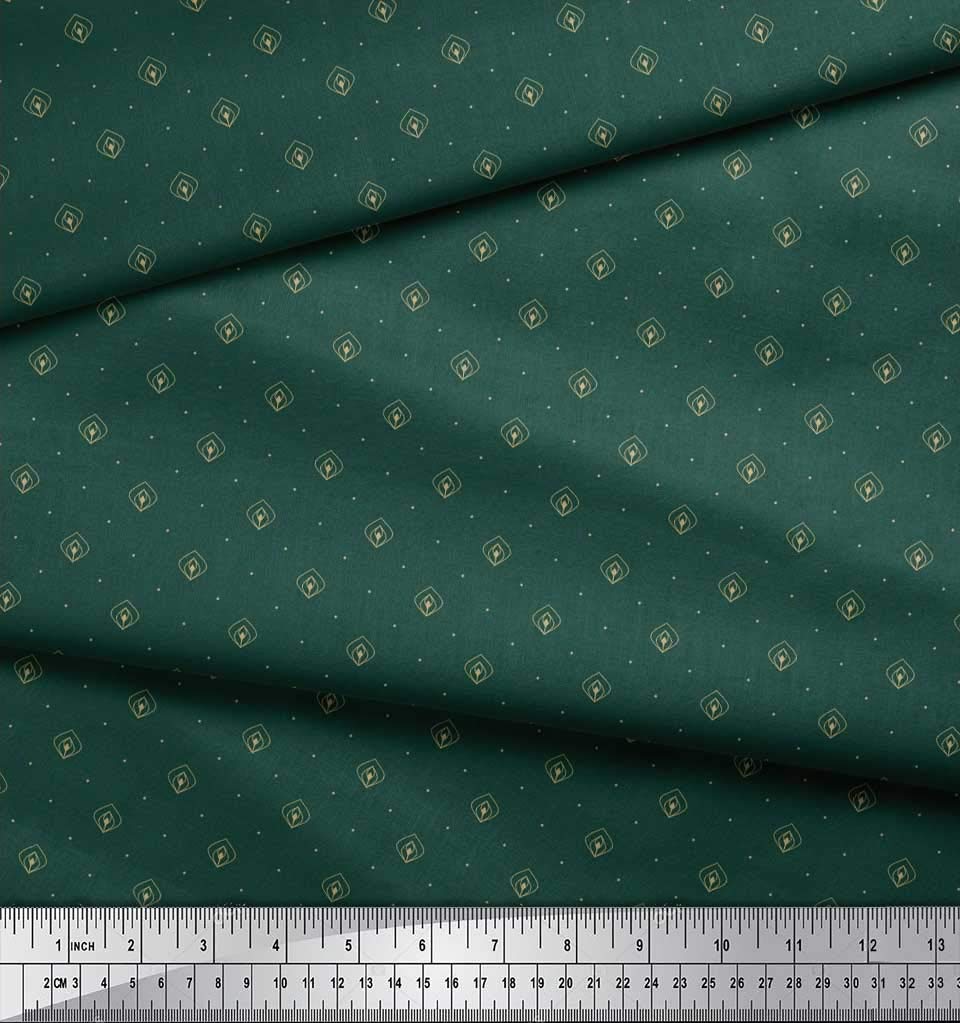 Soimoi Moss Georgette Brown Fabric by The Yard - 42 Inch Wide Printed Fabric with Geometric & Ogee Patterns - Perfect for Dresses, Curtains, and DIY Home Decor Projects