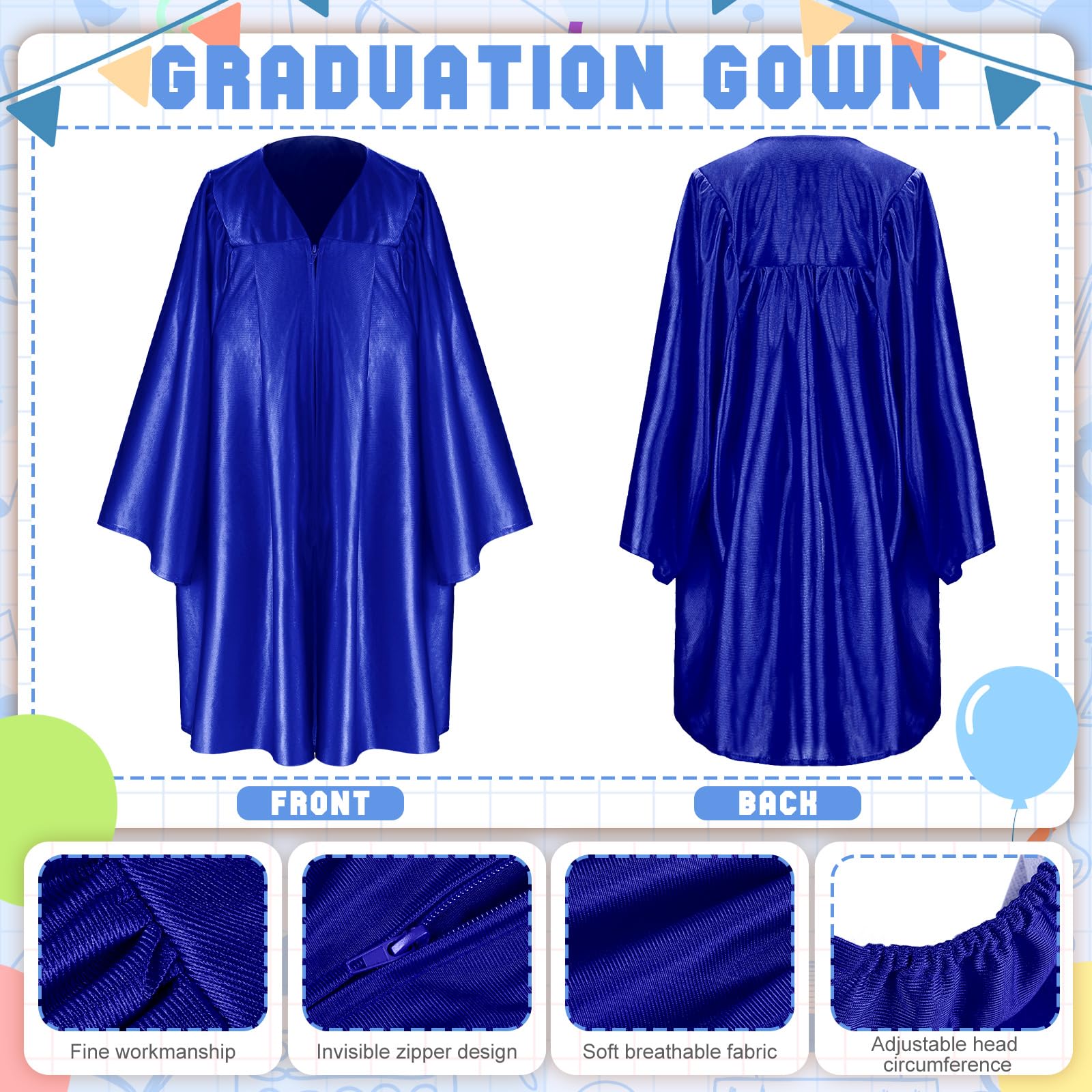 60 Pcs Preschool & Kindergarten Graduation Cap and Gown Set with 2025 Tassel, Stole, Certificate & Medal Bear - Complete Graduation Kit for Kids - Perfect for Ceremonies, Photo Shoots & School Events