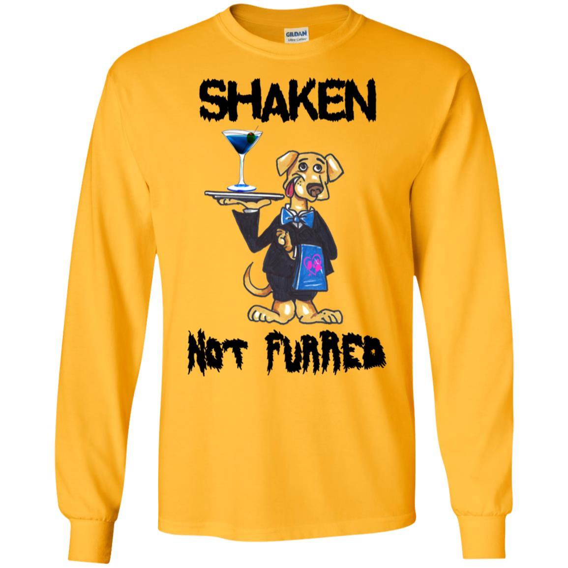 WineyBitches.Co Shaken Not Furred Long Sleeve Ultra Soft Cotton T-Shirt for Women | Comfortable Casual Wear for Wine Nights & Outings