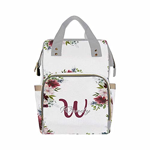 Personalized Floral Diaper Backpack for Moms - Custom Name Nappy Bag, Lightweight Travel Baby Bag with Multiple Pockets, Perfect for Daycare, Shopping & Family Outings (One Size, Multi-Color)